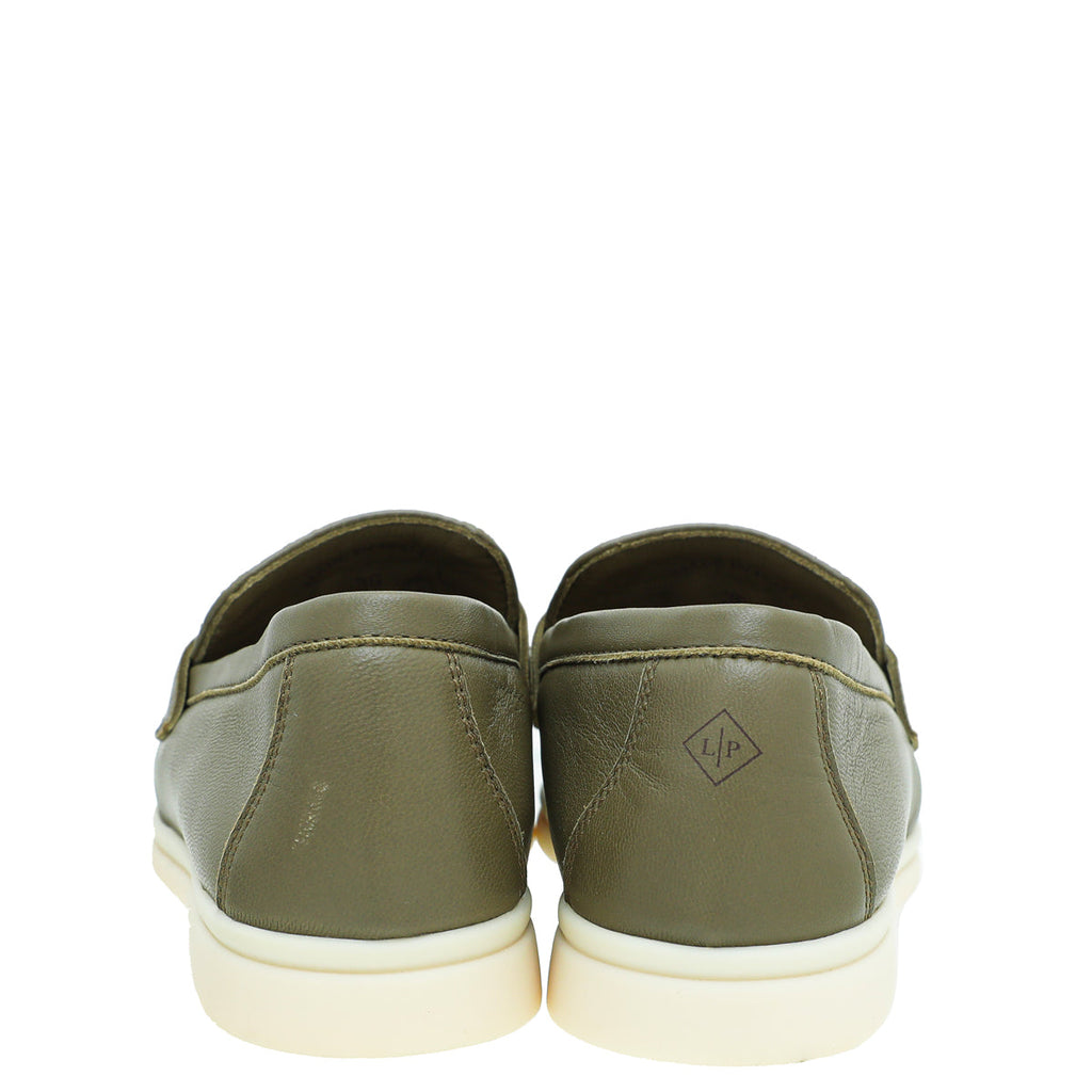 Loro Piana Olive Leaf Summer Charm Embroidered Walk Loafer 36