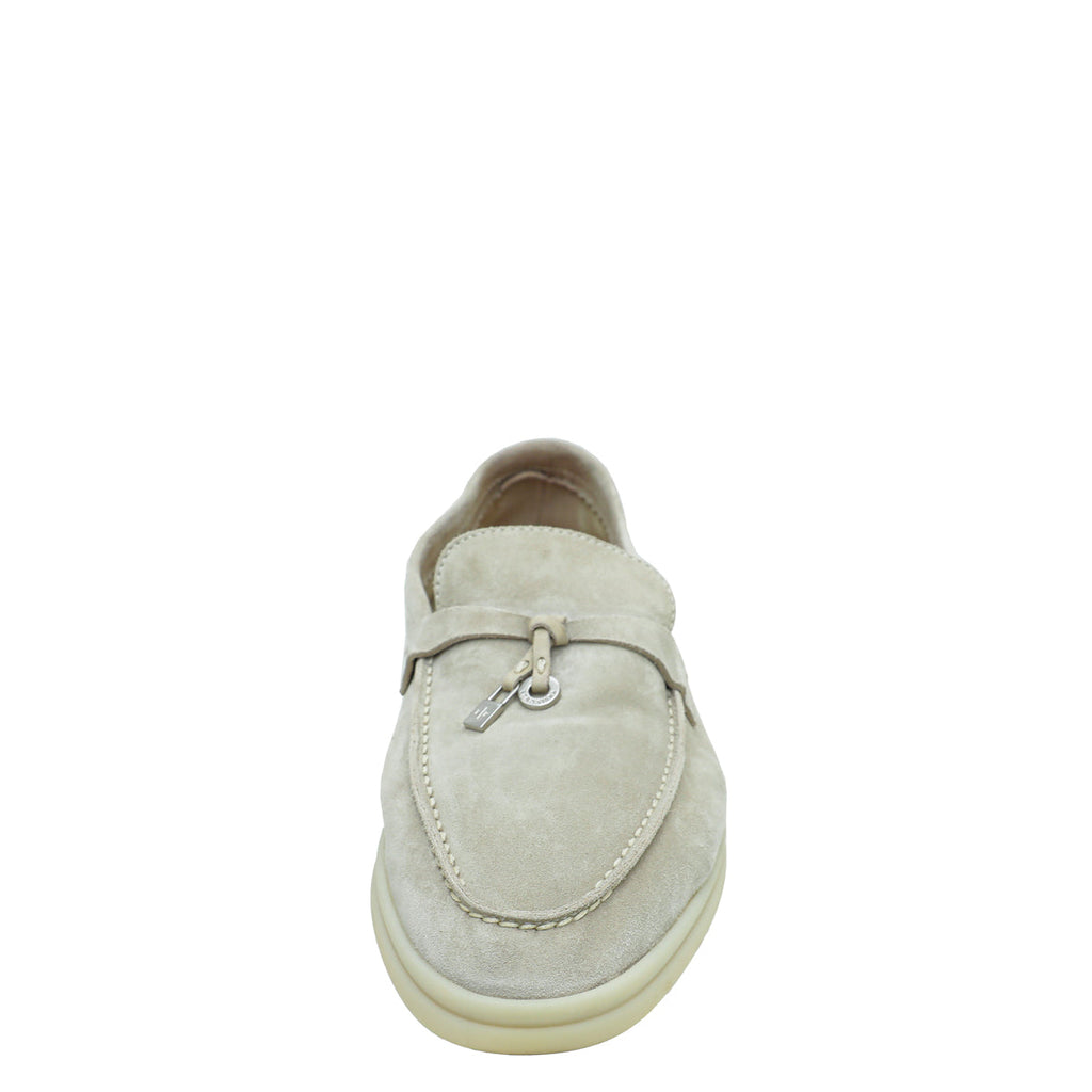 Loro Piana Powder Pearl Summer Charms Moccasin Loafer 38