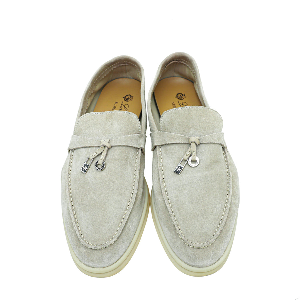Loro Piana Powder Pearl Summer Charms Moccasin Loafer 38