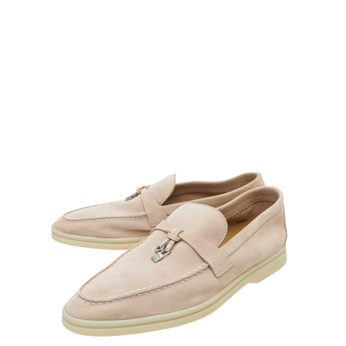 Loro Piana Pink Sand Summer Charms Moccasin 38