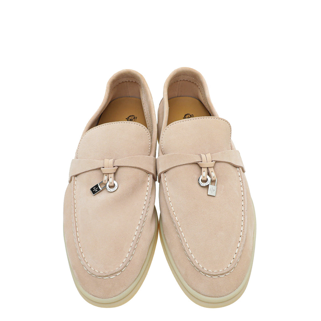 Loro Piana Pink Sand Summer Charms Moccasin 38