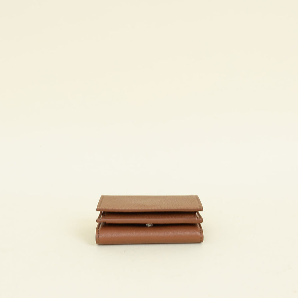 Loro Piana Tan Trifold Compact Wallet