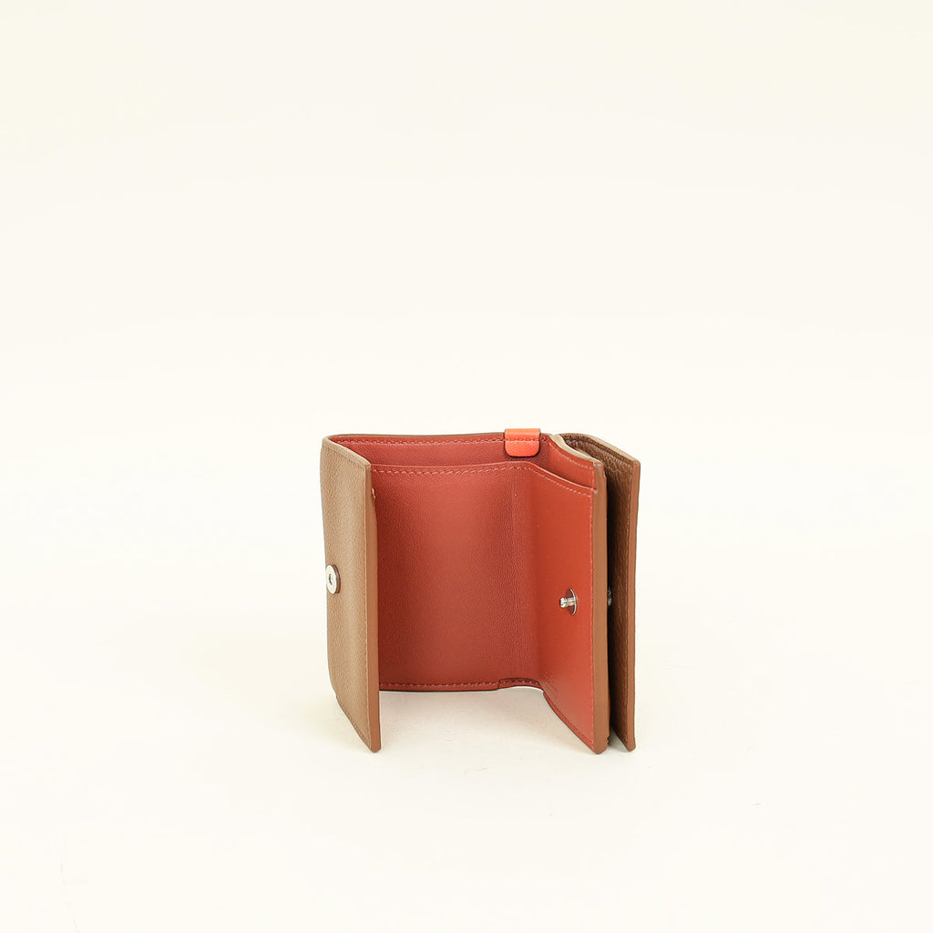 Loro Piana Tan Trifold Compact Wallet