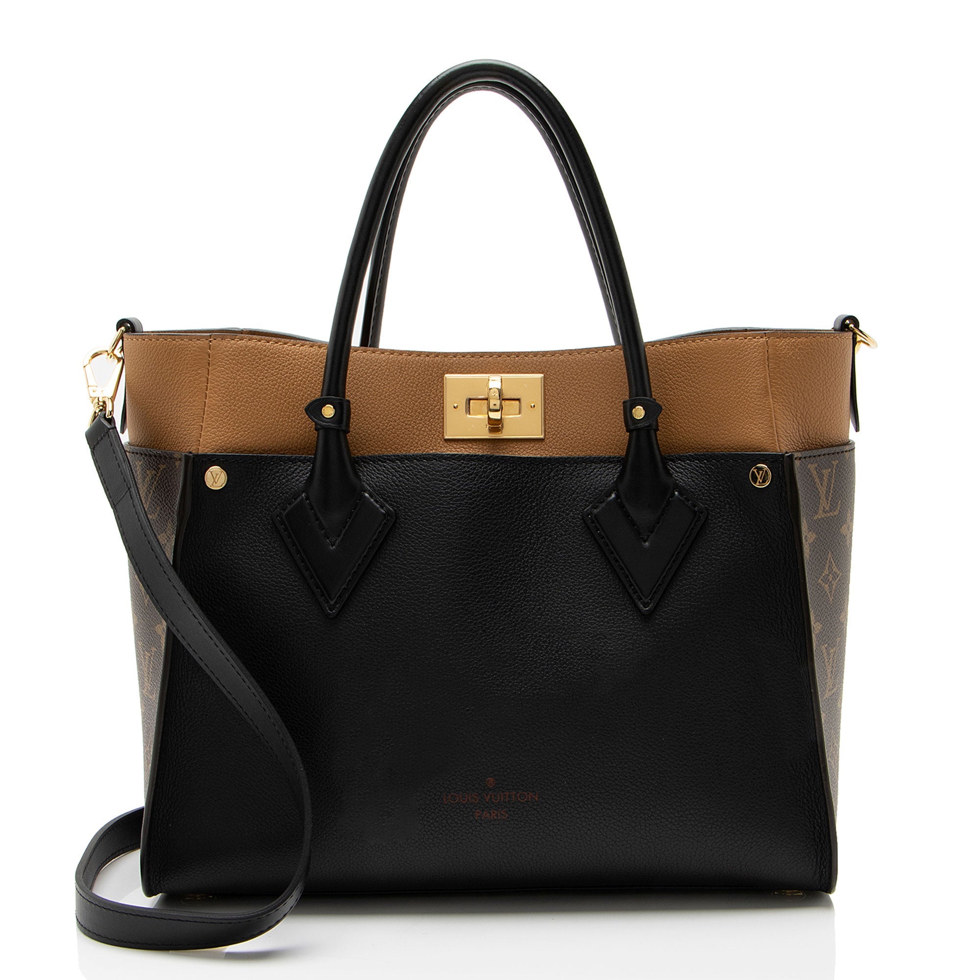 Louis Vuitton Calfskin Monogram Canvas On My Side MM Tote