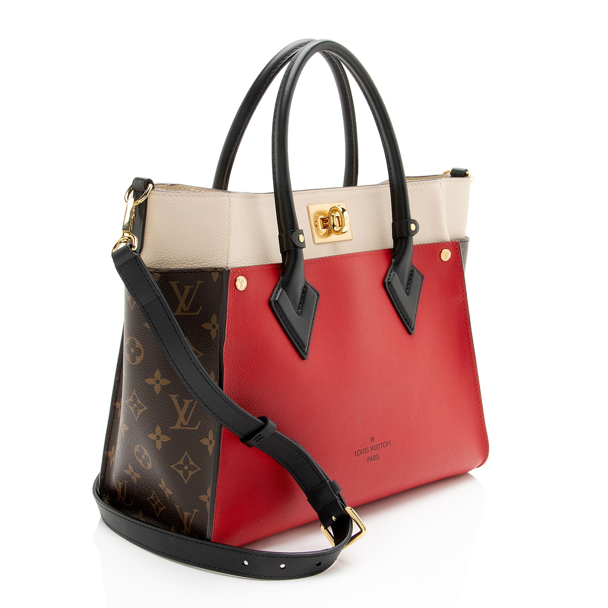 Louis Vuitton Calfskin Monogram Canvas On My Side MM Tote