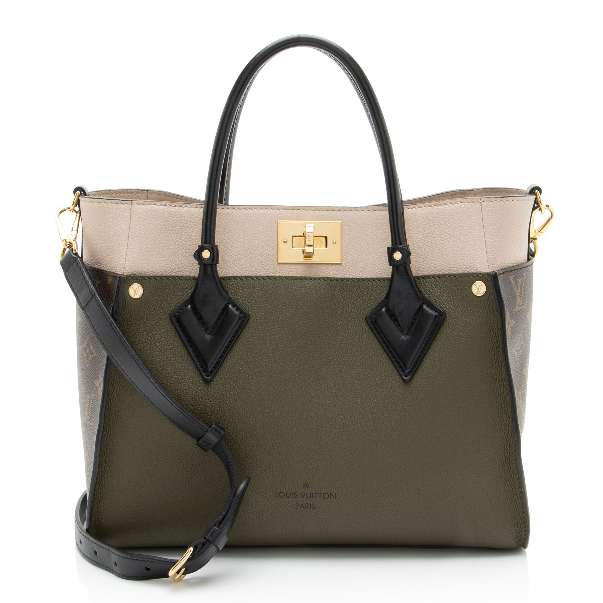 Louis Vuitton Calfskin Monogram Canvas On My Side MM Tote