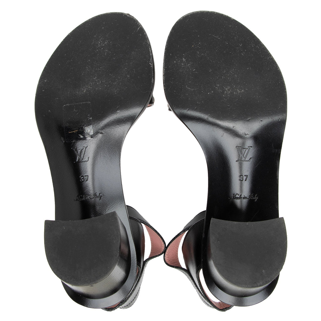 Louis Vuitton Calfskin Monogram Canvas Passenger Sandals - Size 7 / 37 (SHF-RndsyE)
