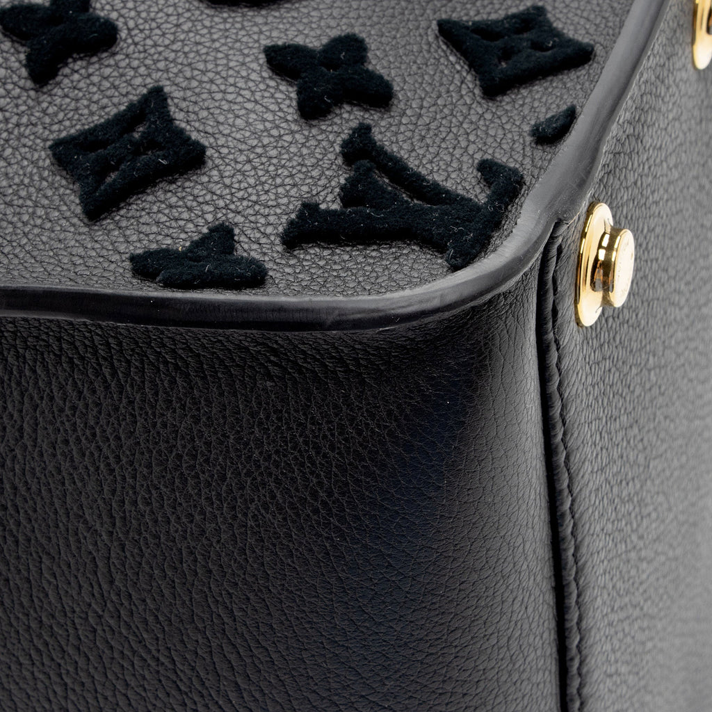 Louis Vuitton Calfskin Tufted Monogram Canvas On My Side MM Tote (SHF-rALkar)