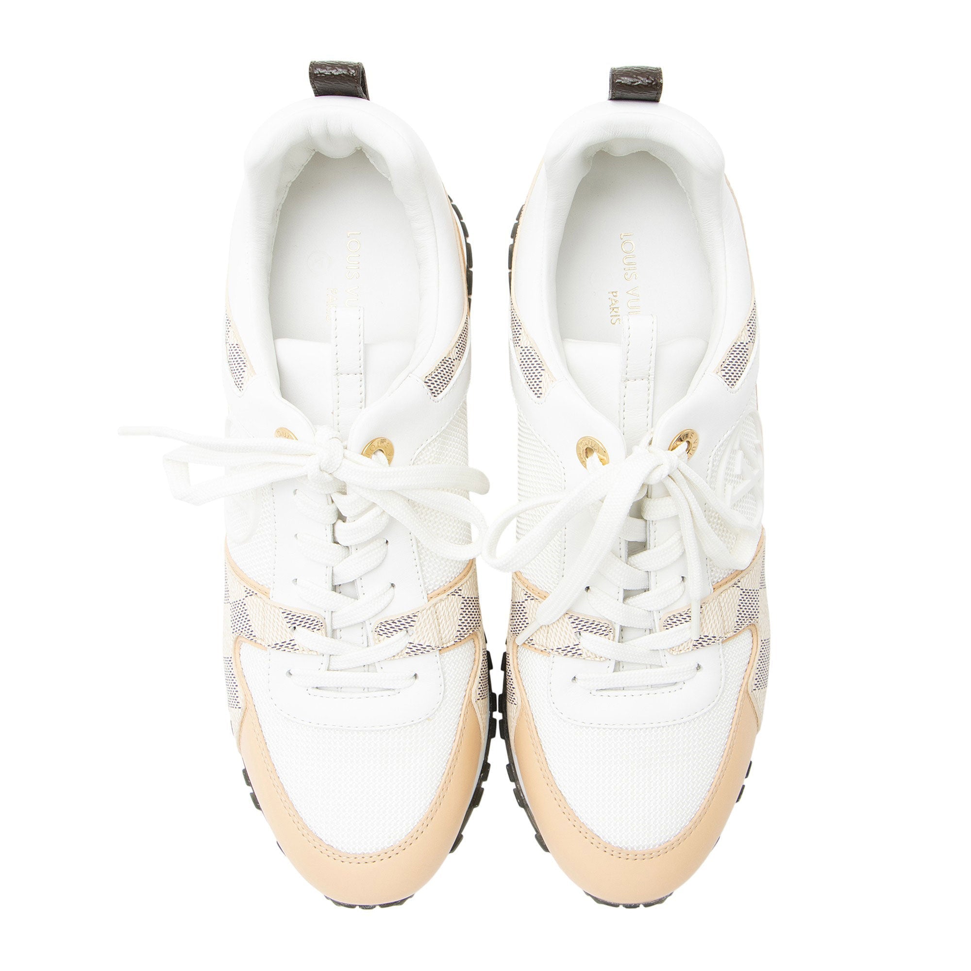 Louis Vuitton Damier Azur Leather Run Away Sneakers - Size 8 / 38