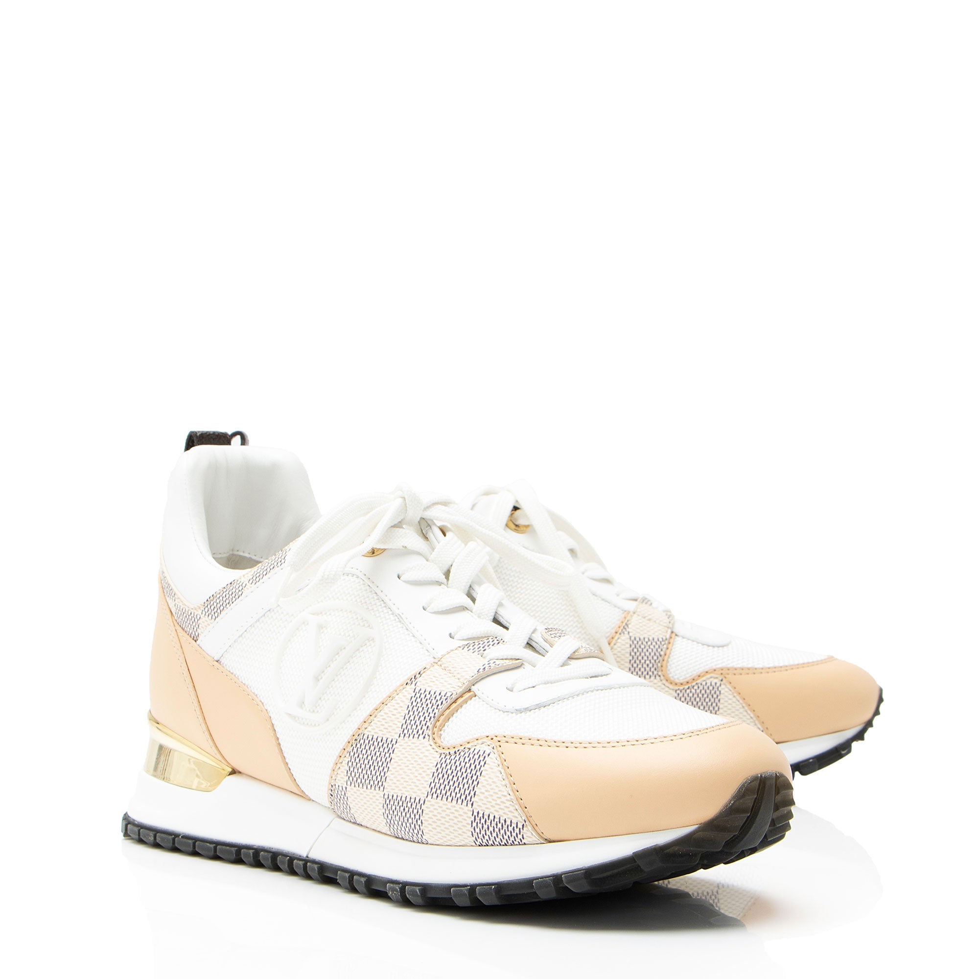 Louis Vuitton Damier Azur Leather Run Away Sneakers - Size 8 / 38
