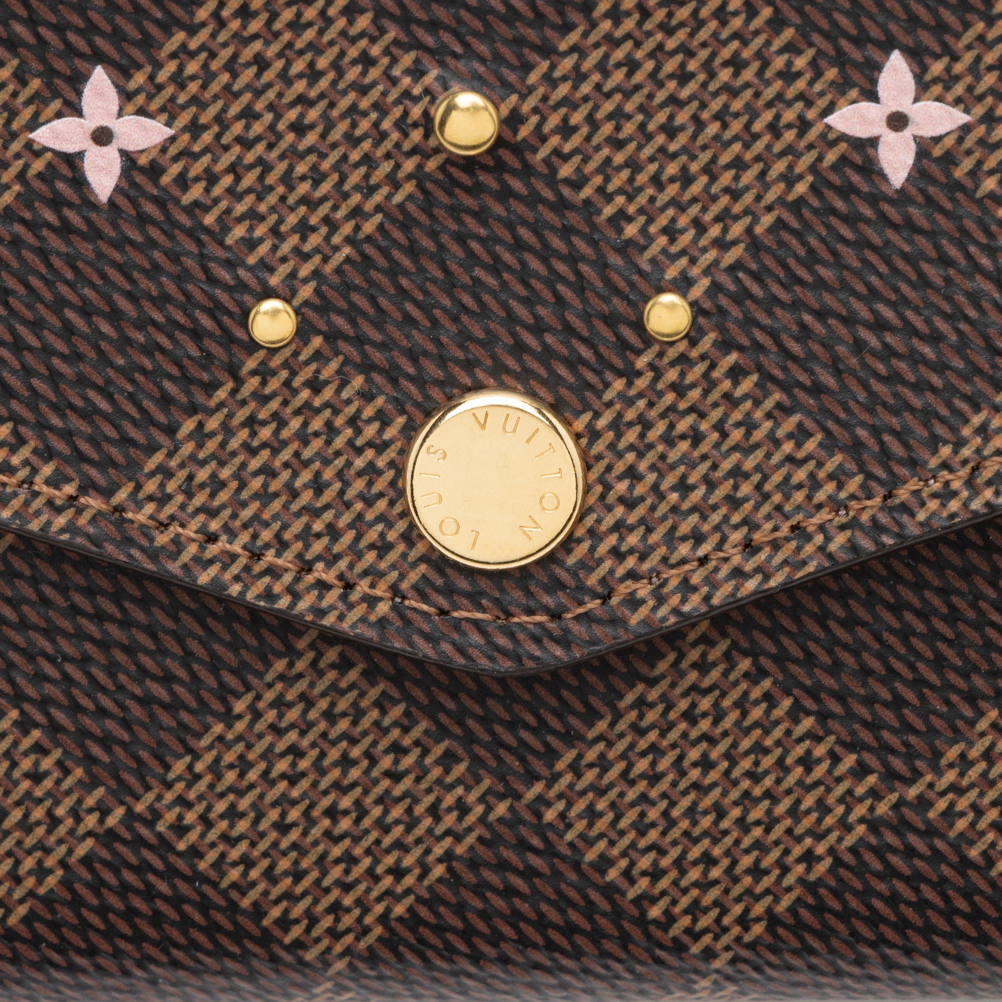 Louis Vuitton Damier Ebene Studded Sarah Wallet