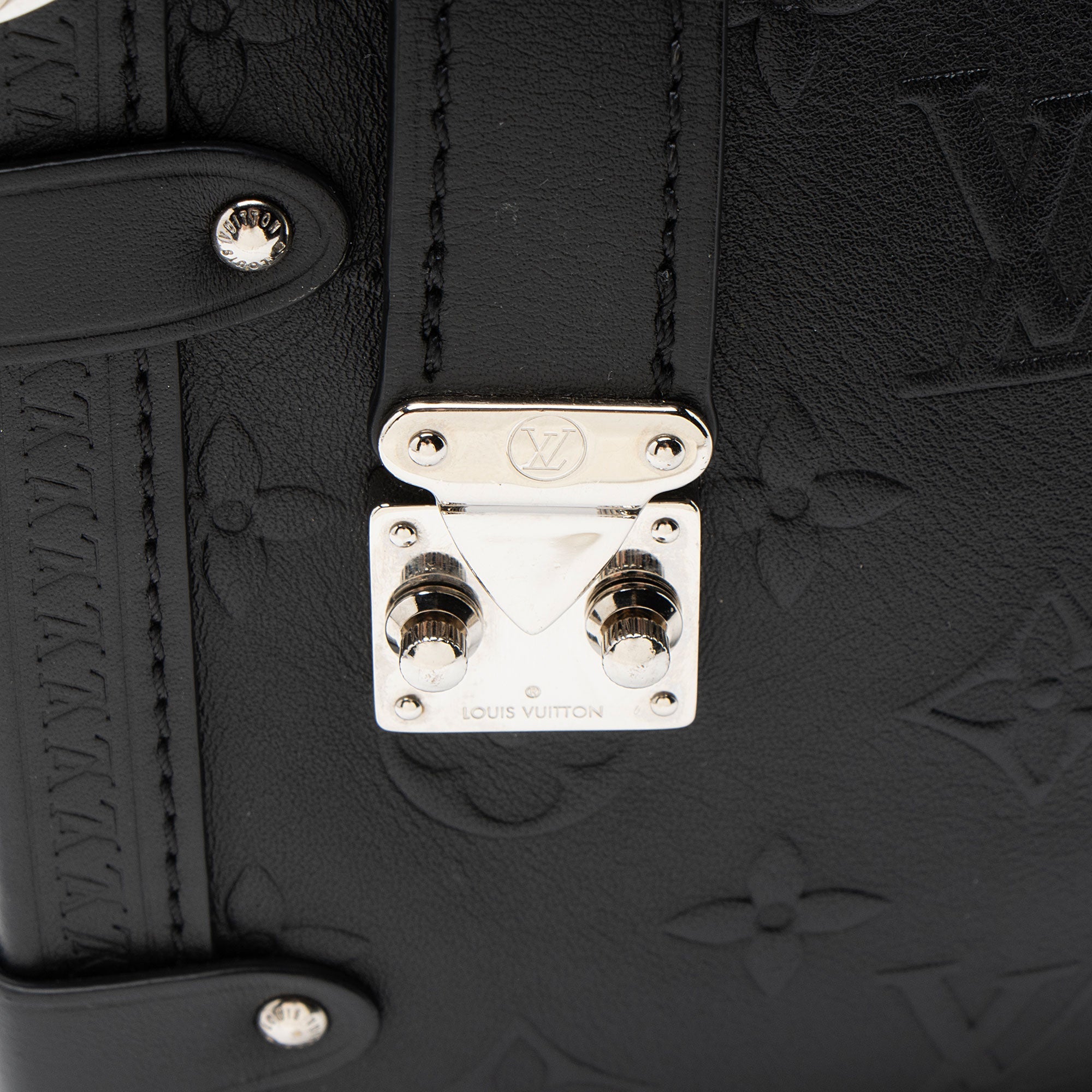 Louis Vuitton Debossed Calfskin Monogram Side Trunk PM Shoulder Bag
