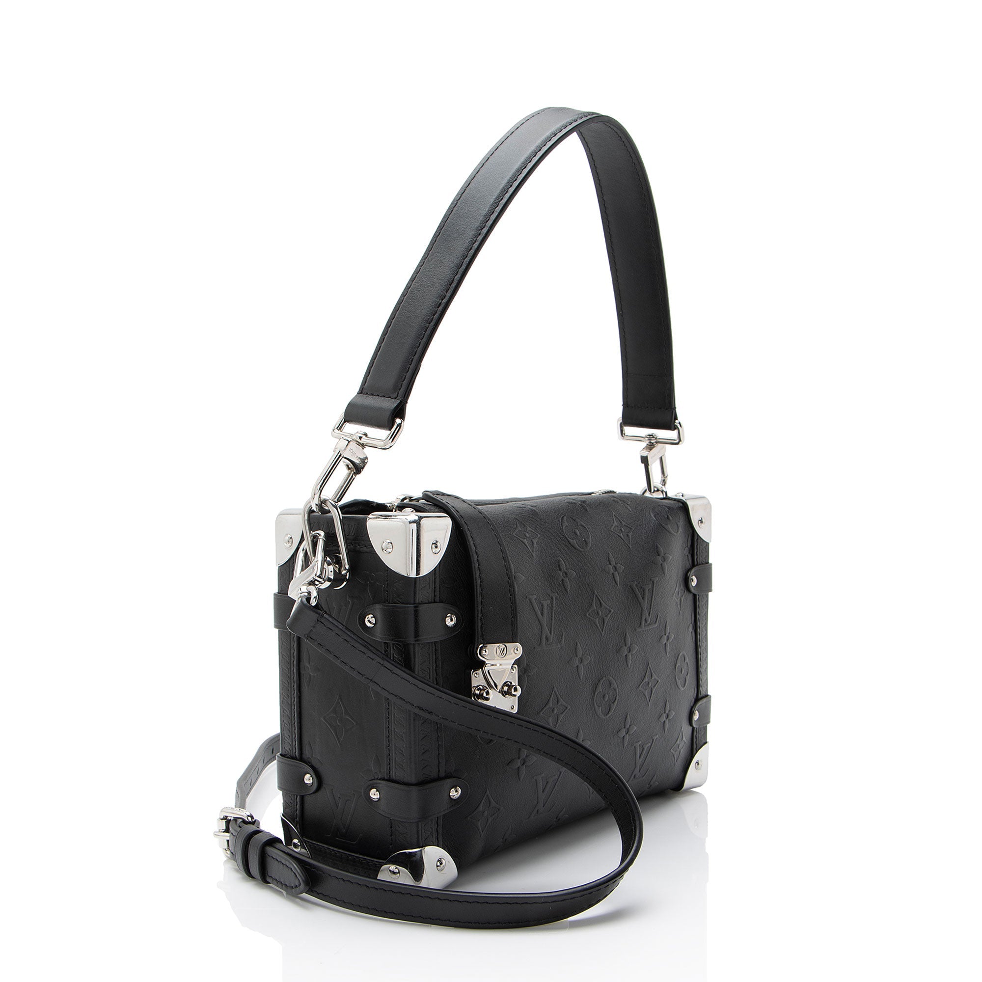 Louis Vuitton Debossed Calfskin Monogram Side Trunk PM Shoulder Bag