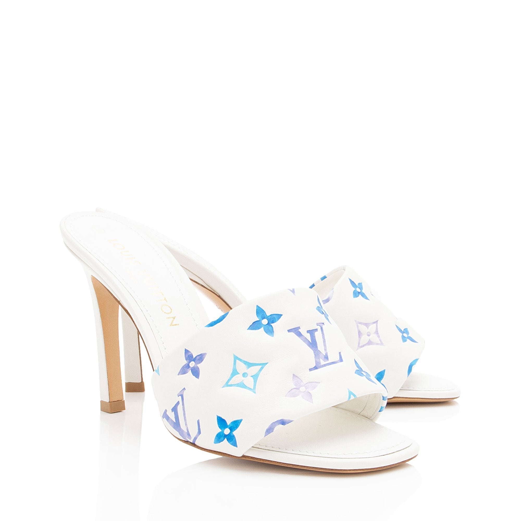 Louis Vuitton Embossed Lambskin Monogram By The Pool Revival Mules - Size 9 / 39