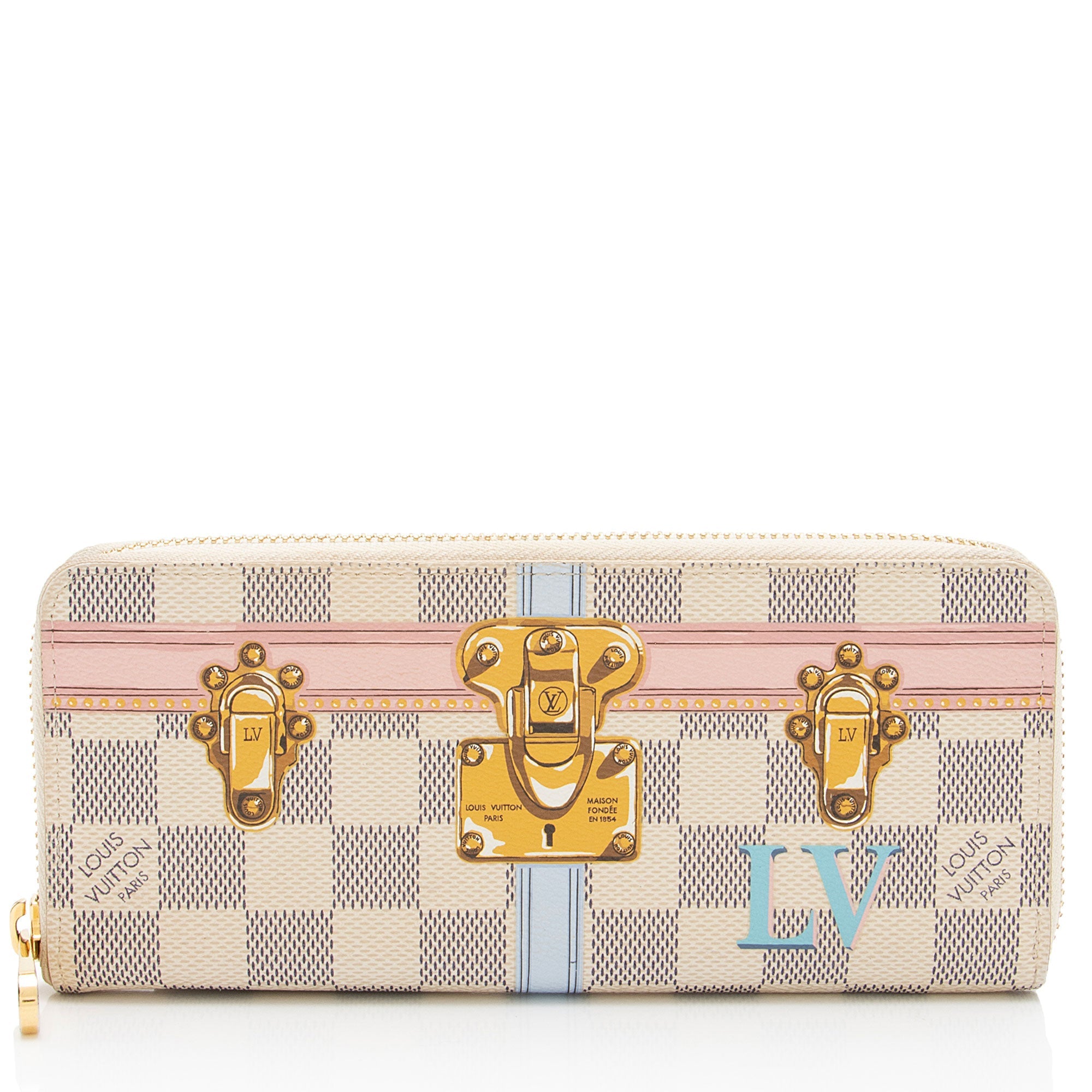 Louis Vuitton Limited Edition Damier Azur Summer Trunk Clemence Wallet
