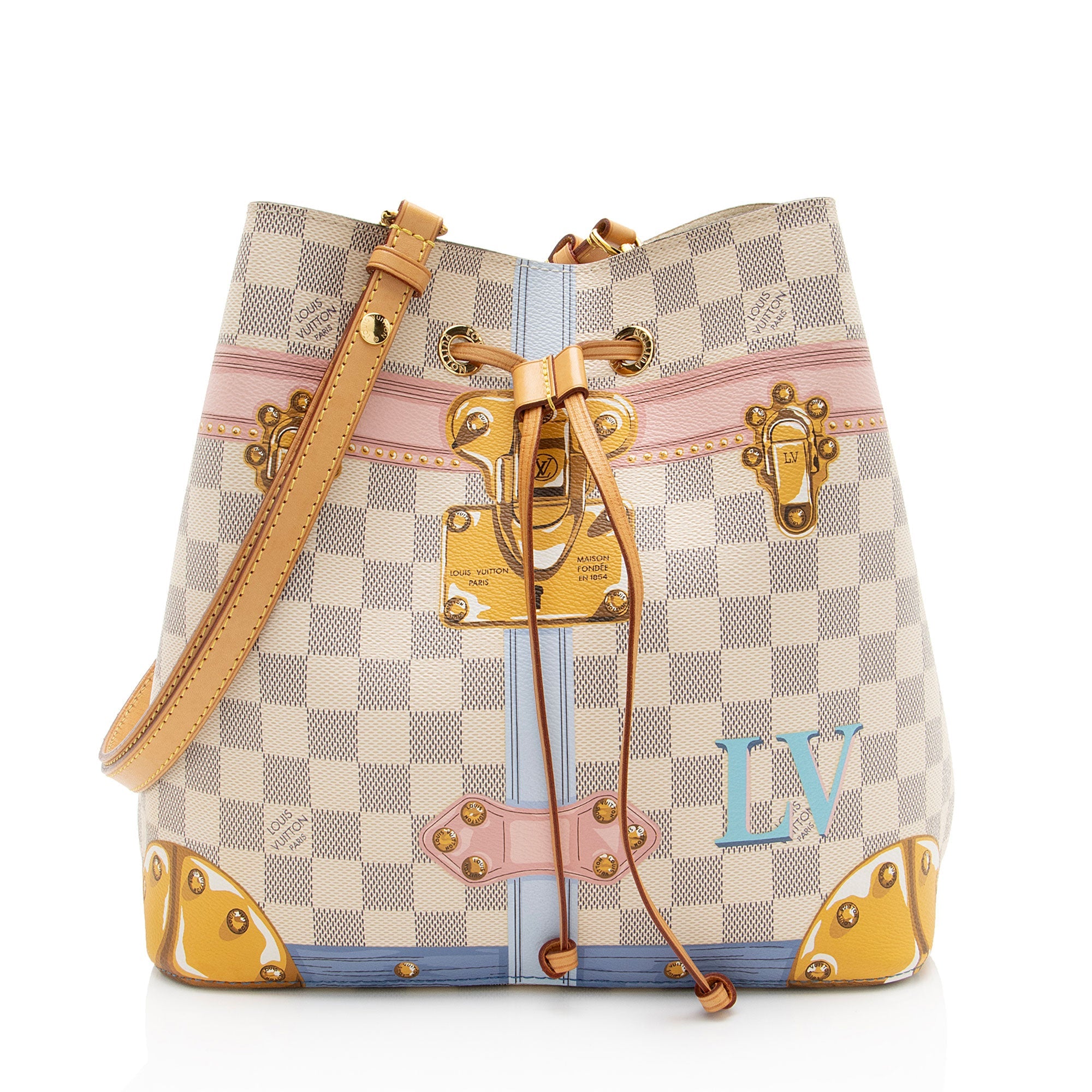 Louis Vuitton Limited Edition Damier Azur Summer Trunk Neonoe MM Shoulder Bag
