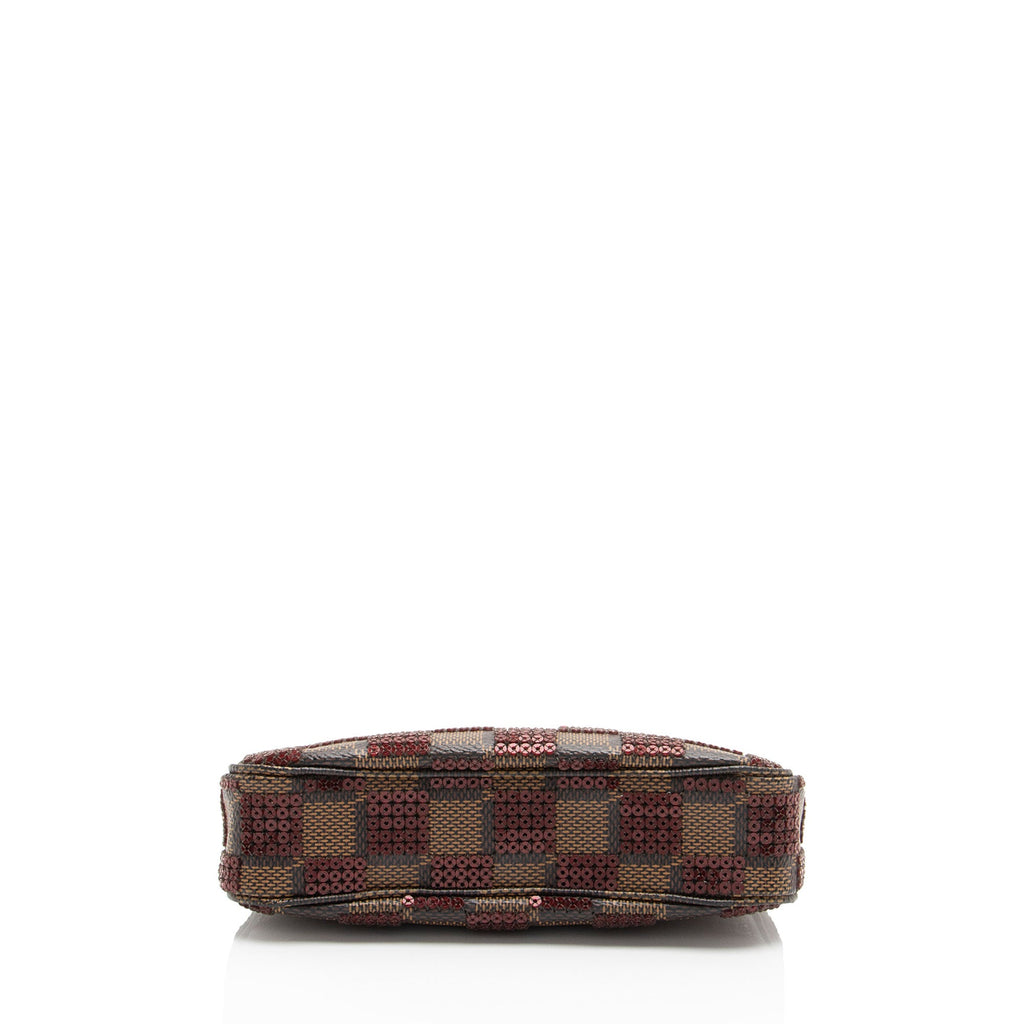 Louis Vuitton Limited Edition Damier Ebene Paillettes Mini Accessoires Pochette (SHF-SH58wT)