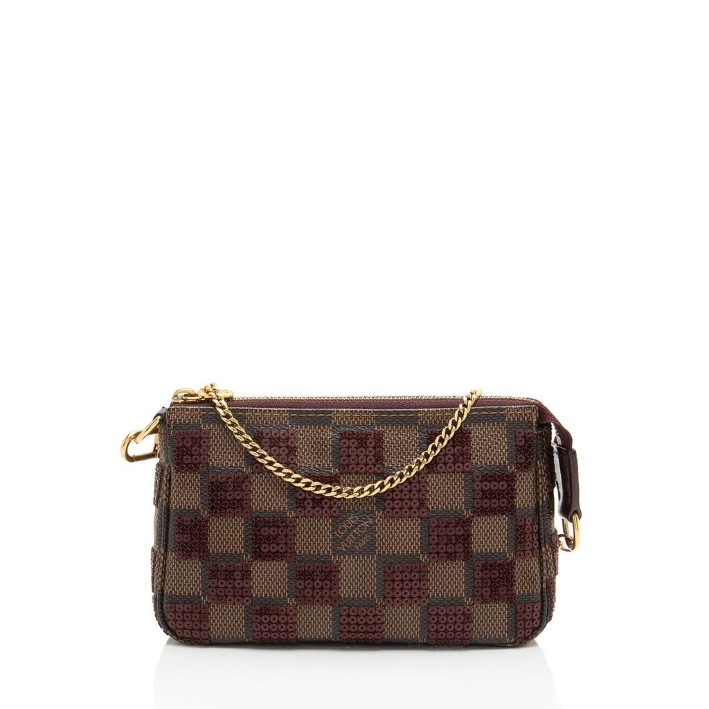 Louis Vuitton Limited Edition Damier Ebene Paillettes Mini Accessoires Pochette (SHF-SH58wT)