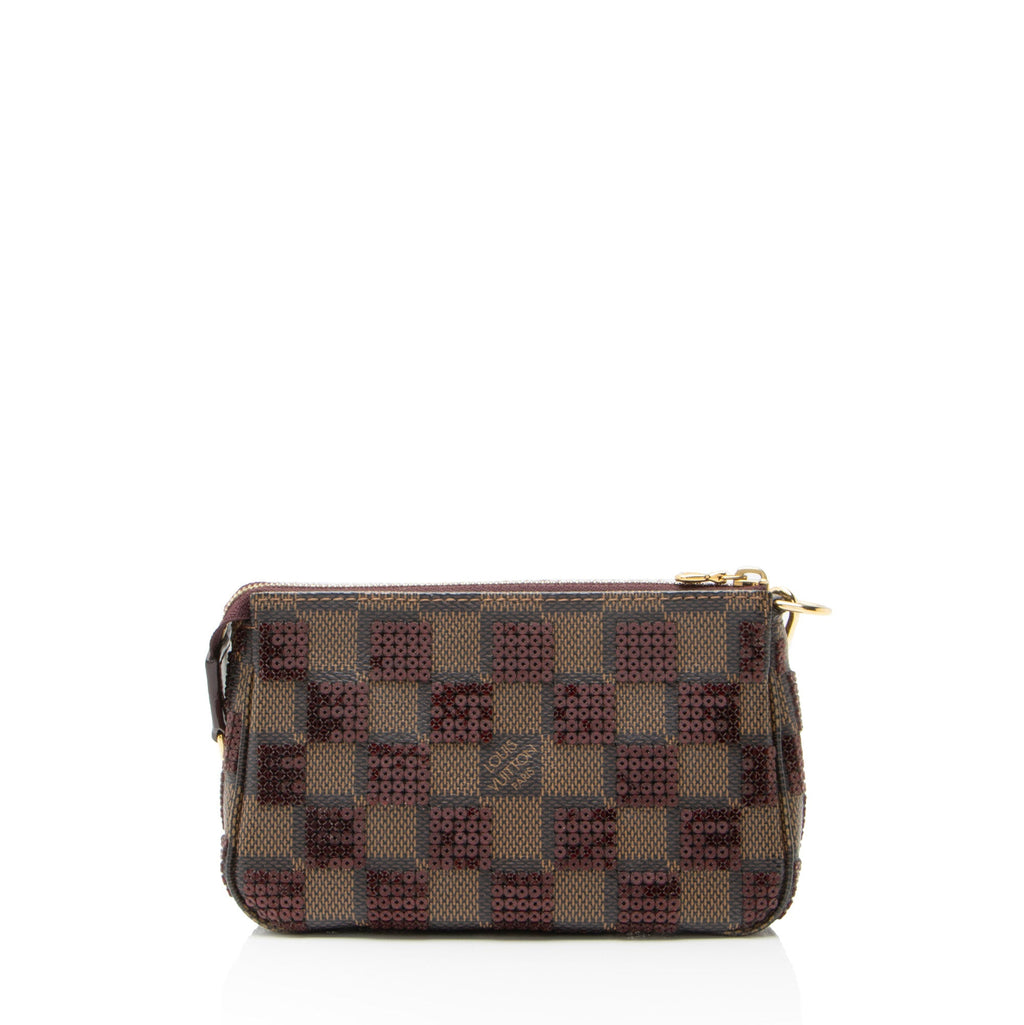 Louis Vuitton Limited Edition Damier Ebene Paillettes Mini Accessoires Pochette