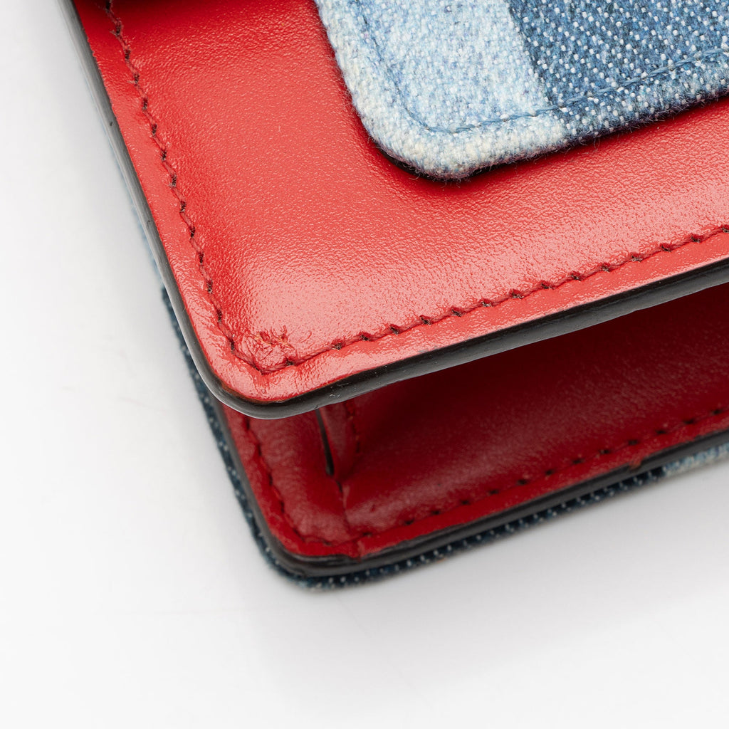 Louis Vuitton Limited Edition Denim Patchwork Flore Chain Wallet