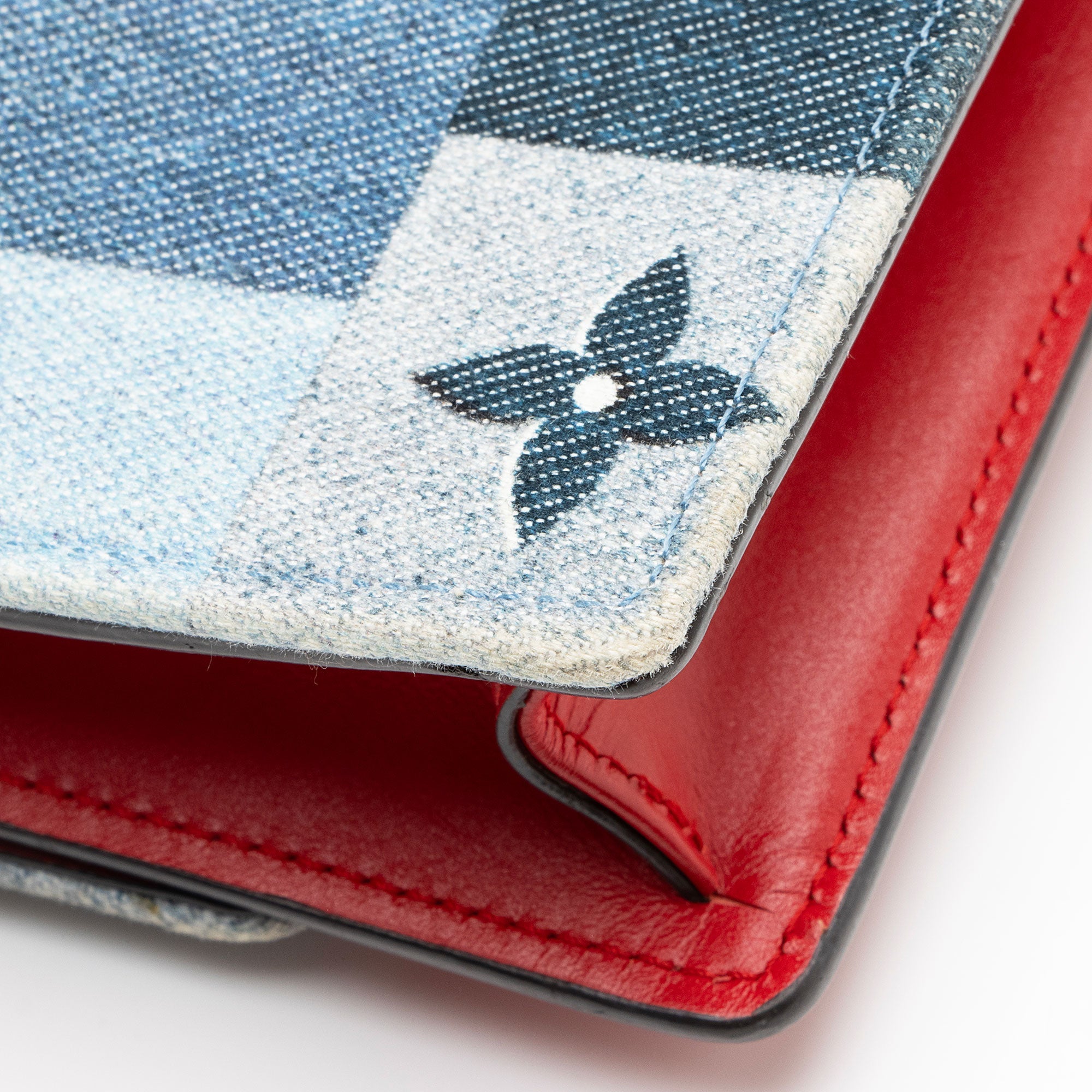 Louis Vuitton Limited Edition Denim Patchwork Flore Chain Wallet