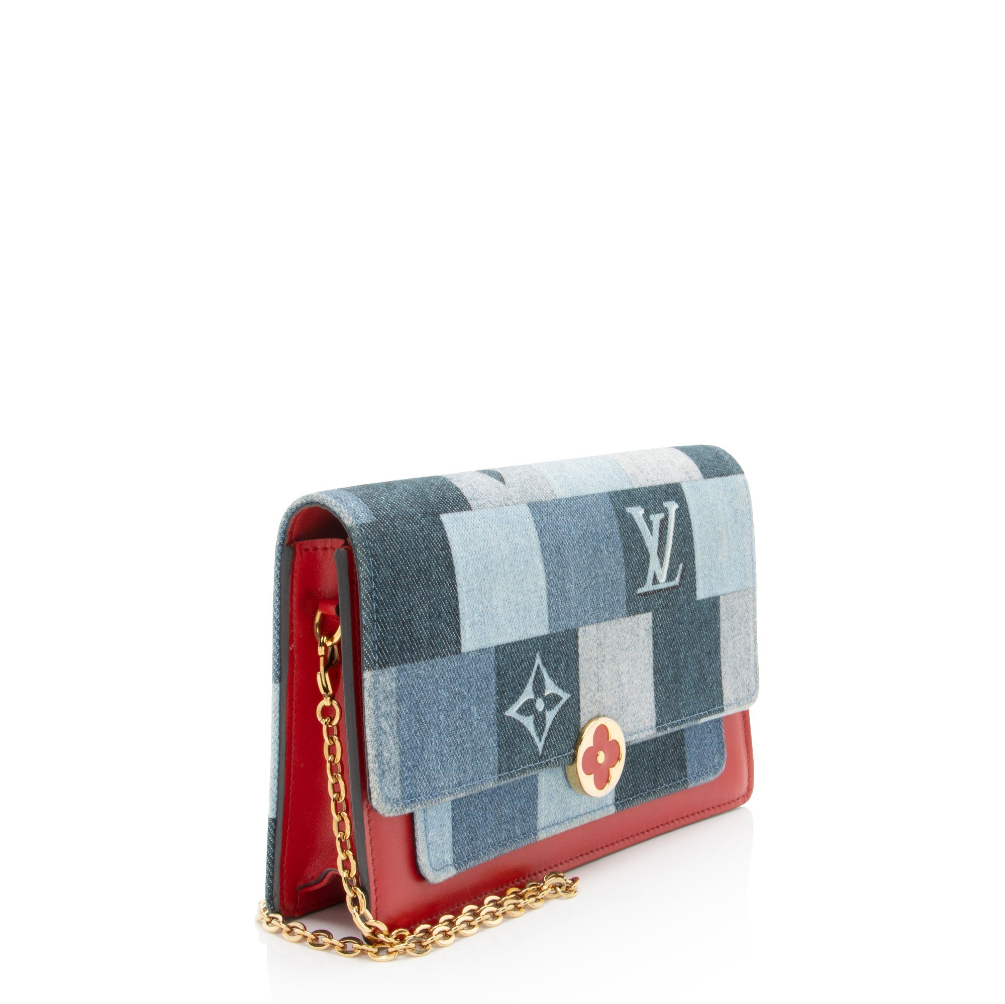 Louis Vuitton Limited Edition Denim Patchwork Flore Chain Wallet