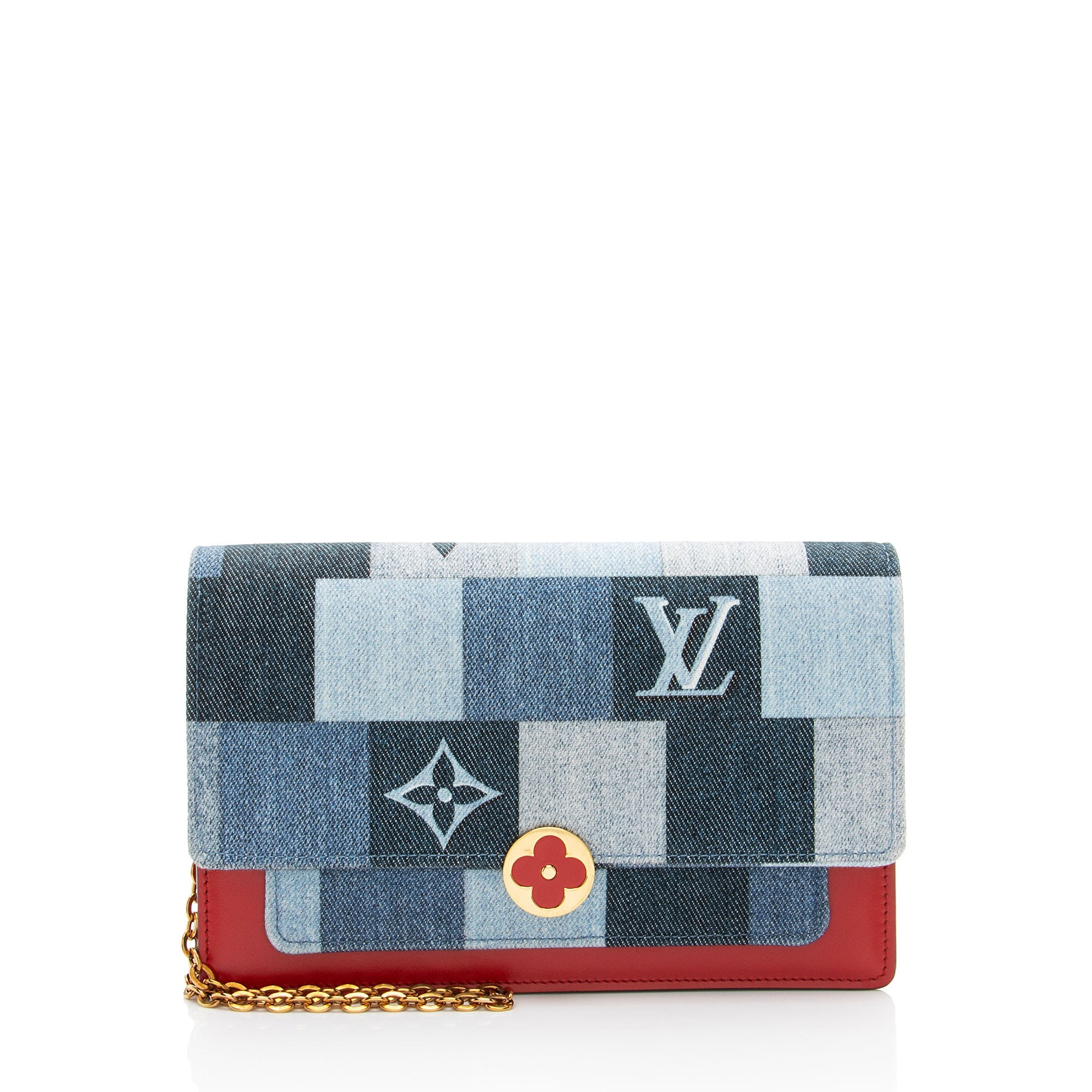 Louis Vuitton Limited Edition Denim Patchwork Flore Chain Wallet