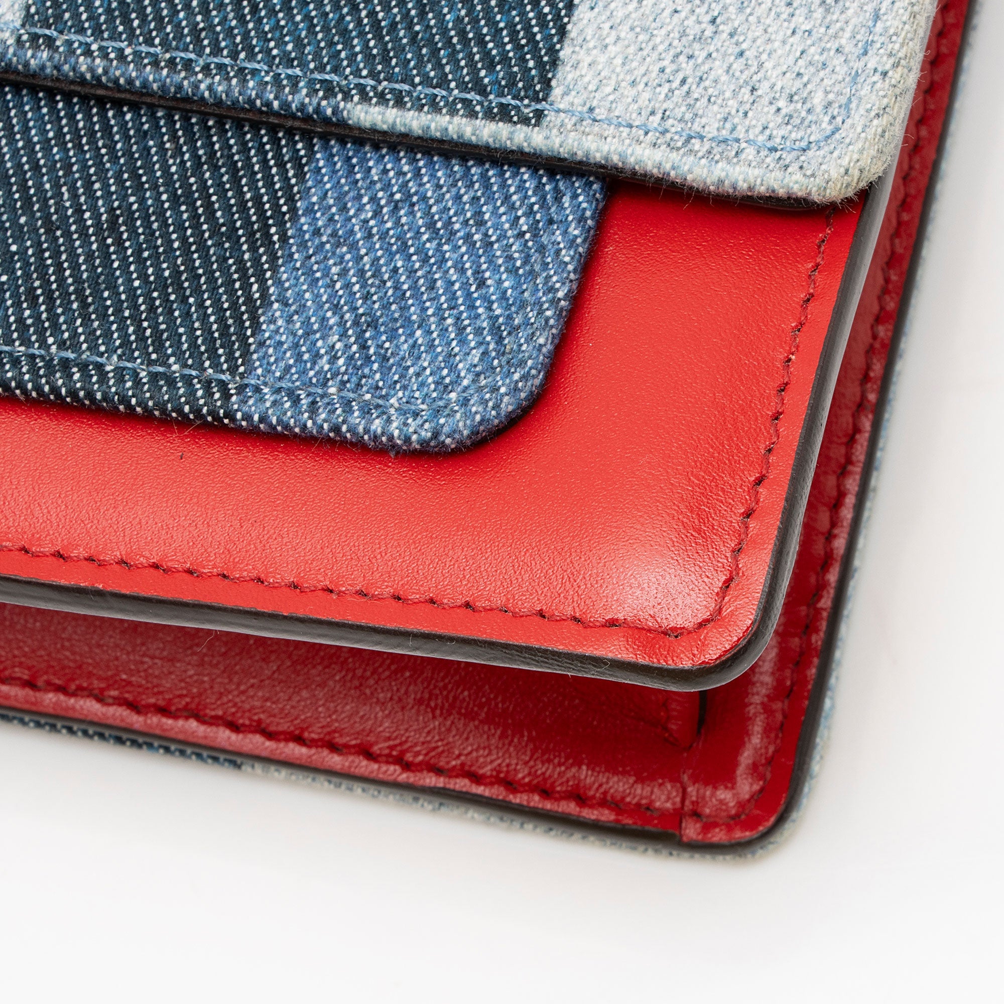 Louis Vuitton Limited Edition Denim Patchwork Flore Chain Wallet