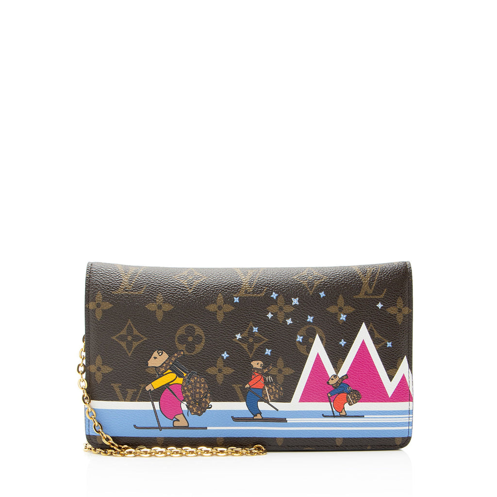 Louis Vuitton Limited Edition Monogram Canvas Animation Ski Bears Pochette Weekend Bag