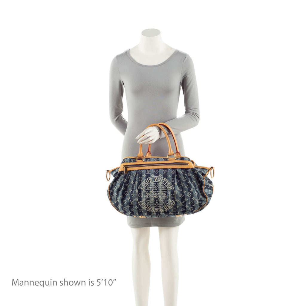 Louis Vuitton Vintage Limited Edition Monogram Denim Porte Epaule Raye GM Satchel