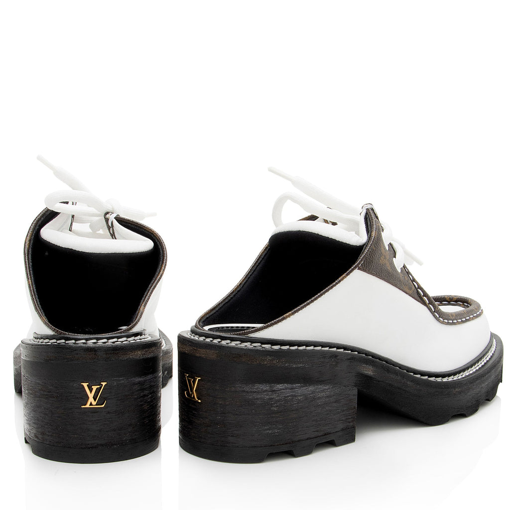 Louis Vuitton Monogram Canvas Beaubourg Open Back Derby Platform Loafers - Size 8.5 / 38.5