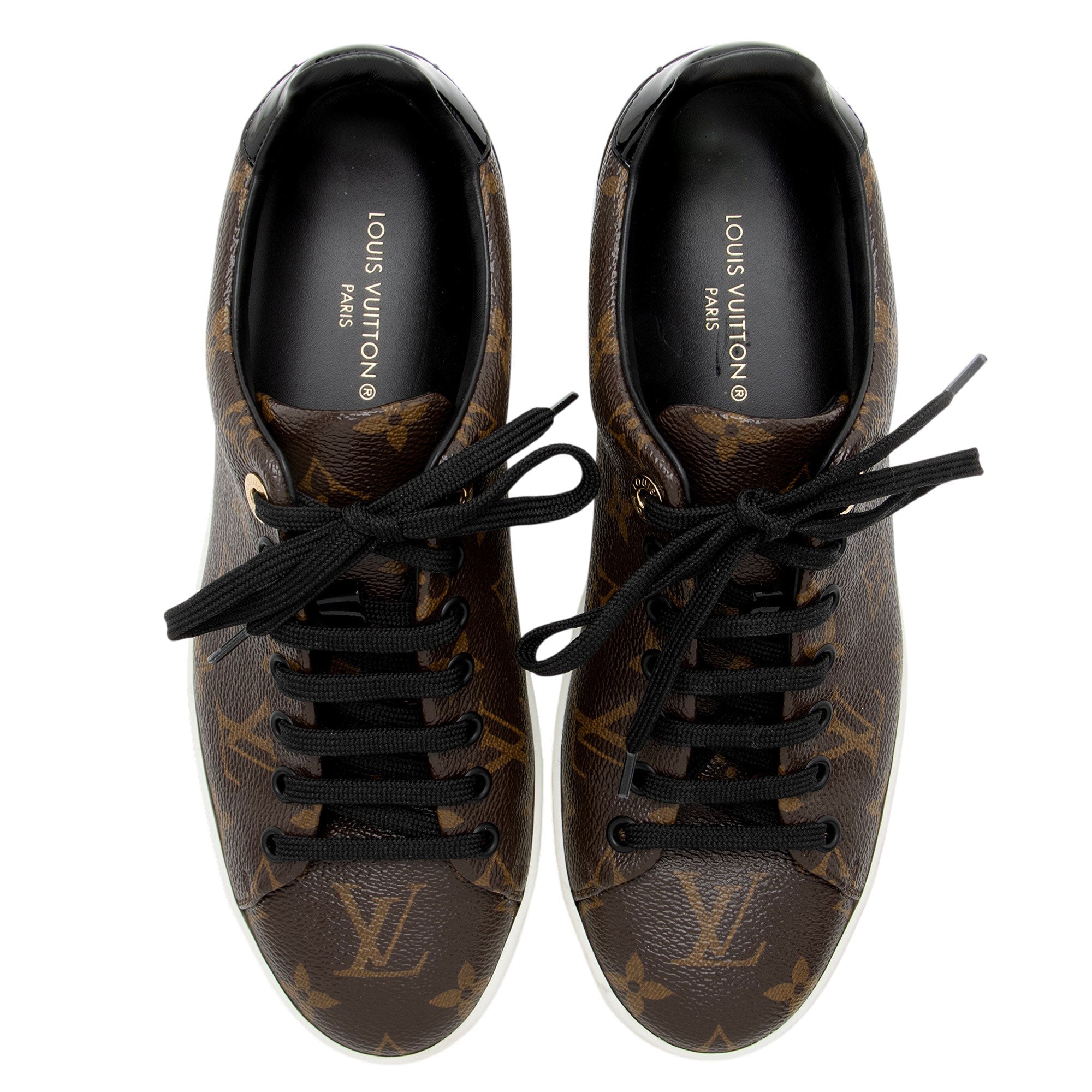Louis Vuitton Monogram Canvas Patent Leather Front Row Sneakers - Size 8 / 38