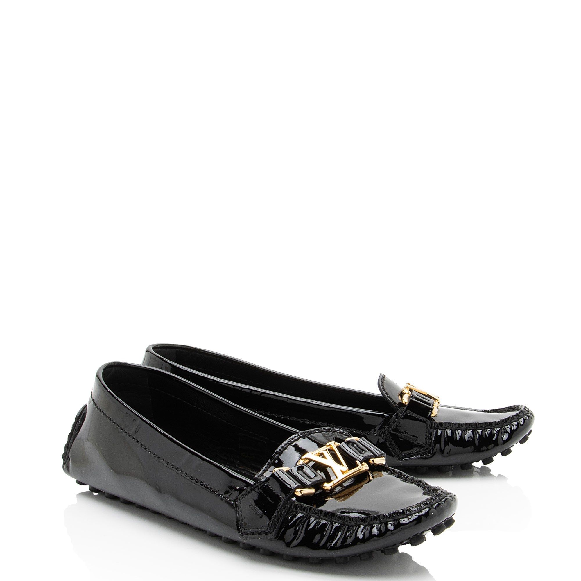 Louis Vuitton Patent Leather LV Silverstone Driving Moccasins - Size 7.5 / 37.5