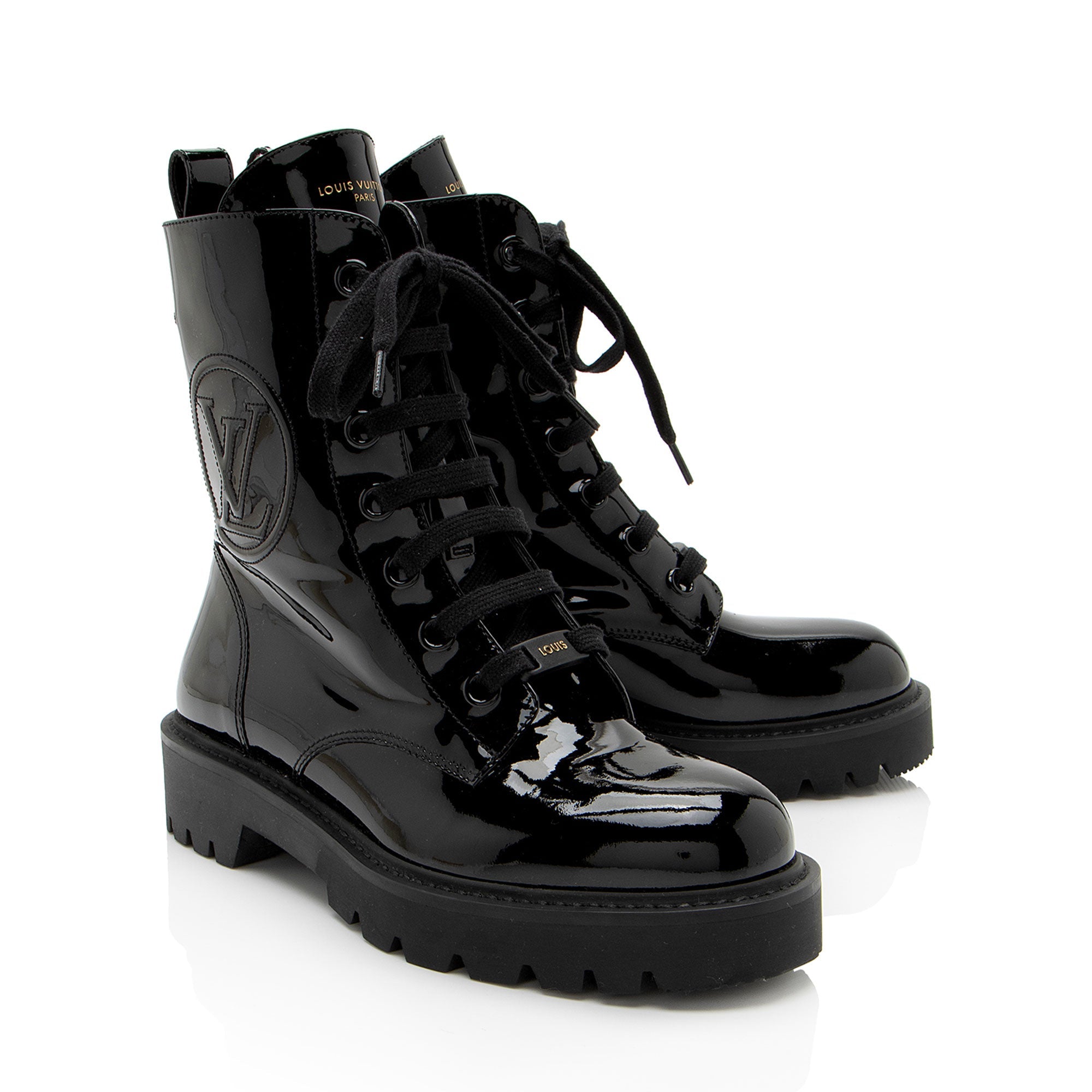 Louis Vuitton Patent Leather Territory Combat Boots - Size 7 / 37 (SHF-foj968)