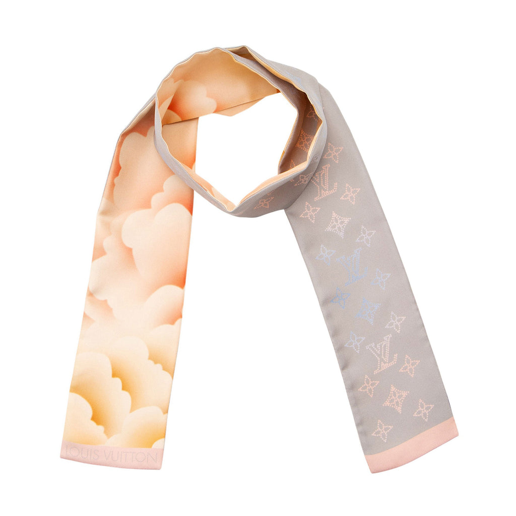 Louis Vuitton Silk Mahina Cloudy Flowers Bandeau Scarf