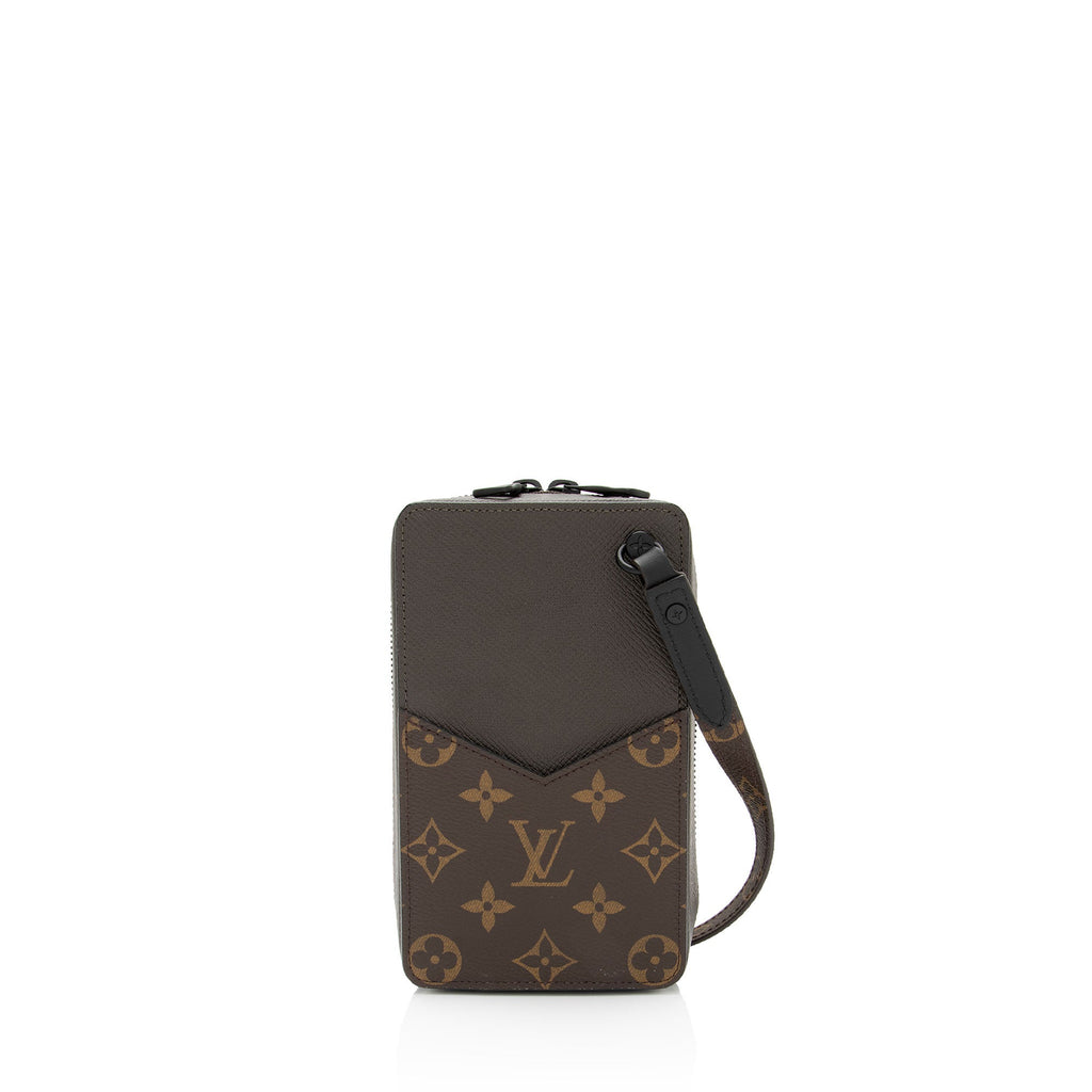 Louis Vuitton Taiga Leather Monogram Canvas Phone Box Crossbody Bag (SHF-tzlpri)