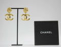 Chanel Vintage 95A Gold-plated Carved Dangle Clip-on Earrings