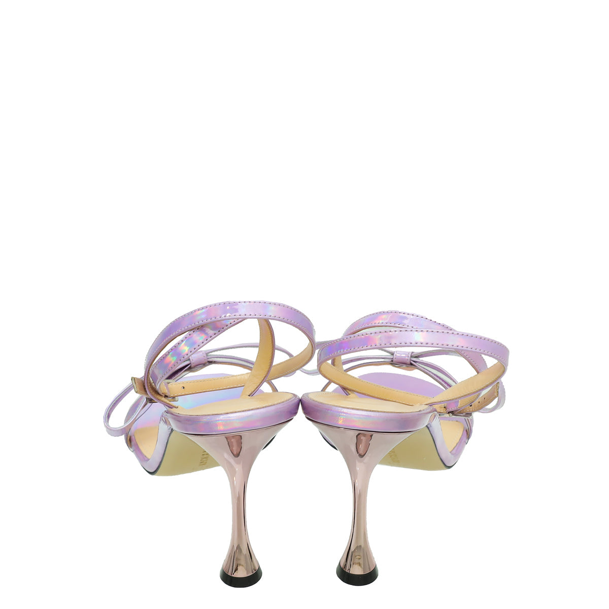 Mach & Mach Light Purple French Bow Iridescent Ankle Strap Sandal 40.5
