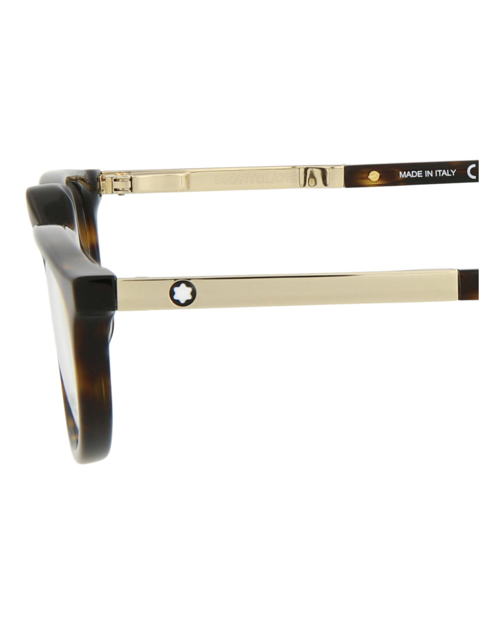 Montblanc Mens Square/Rectangle Havana Gold Transparent Fashion Designer Eyewear