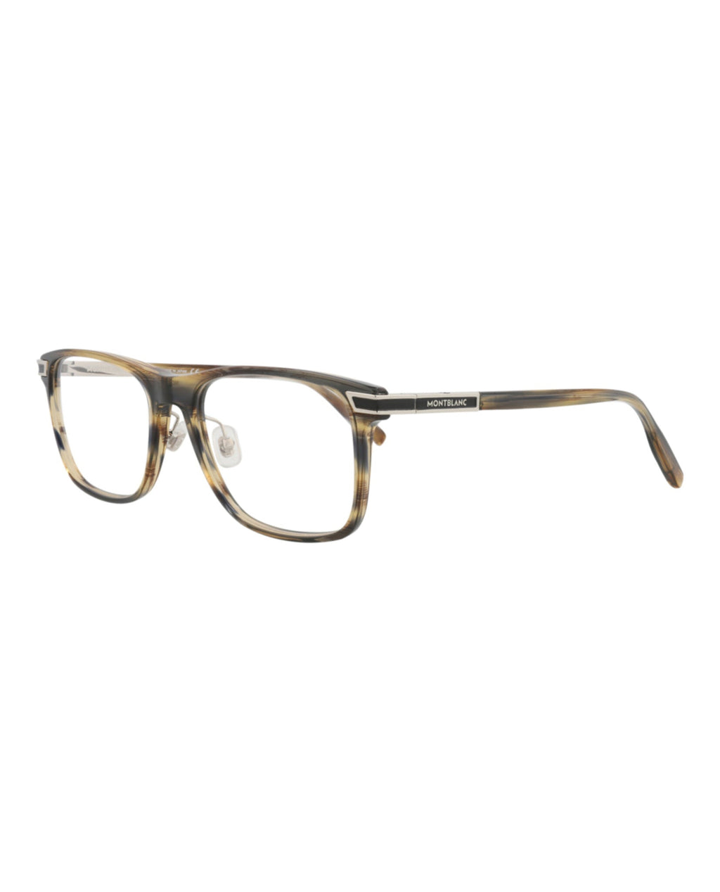 Montblanc Mens Square/Rectangle Grey Silver Transparent Fashion Designer Eyewear