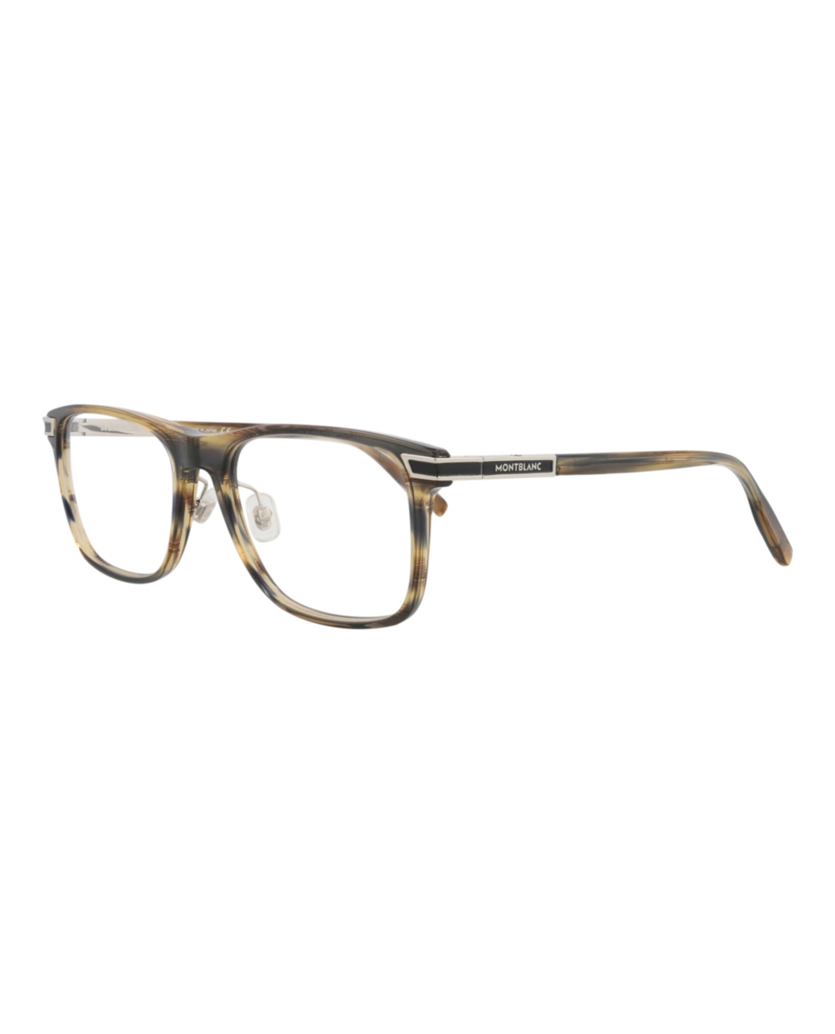 Montblanc Mens Square/Rectangle Grey Silver Transparent Fashion Designer Eyewear