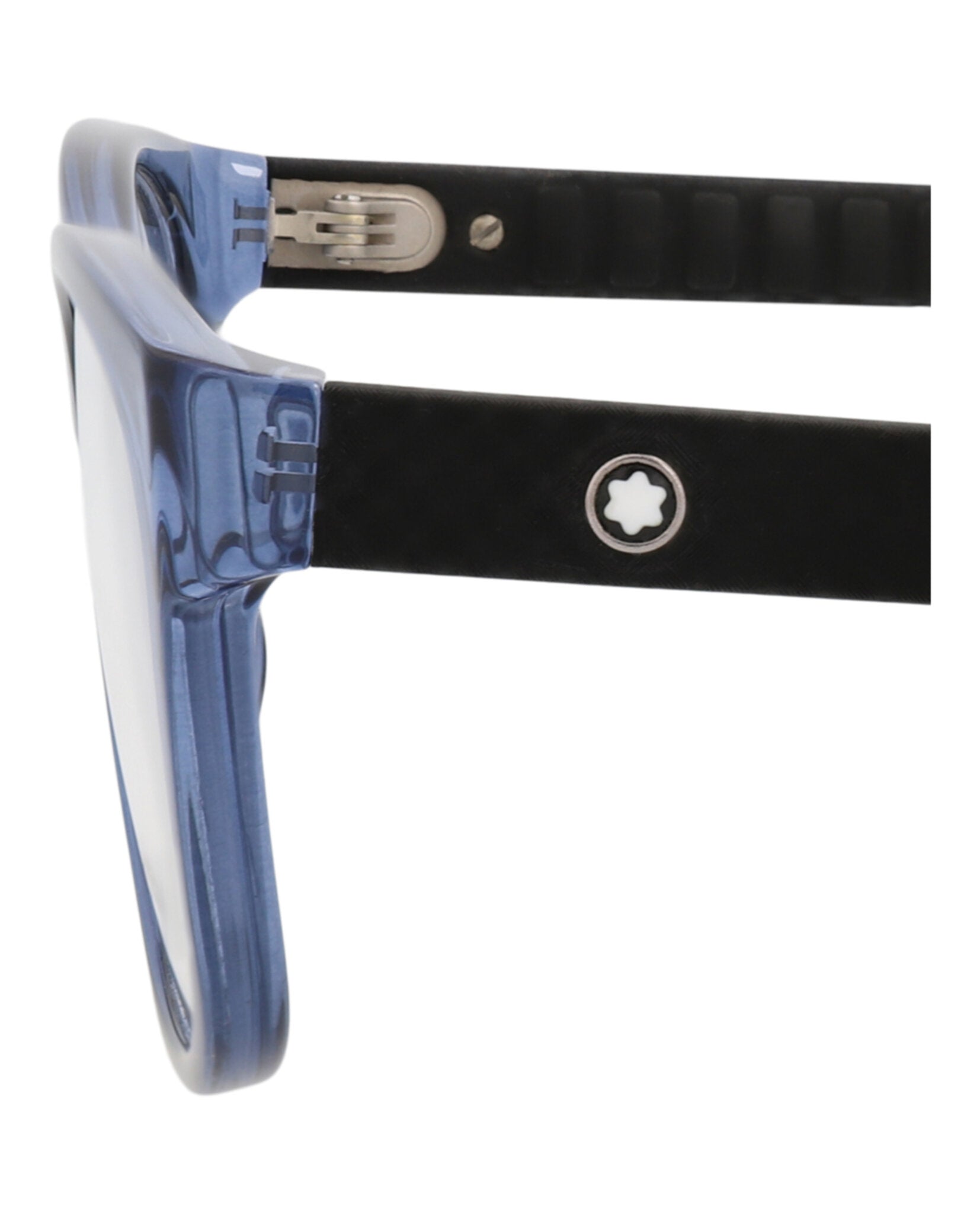 Montblanc Mens Square/Rectangle Blue Black Transparent Fashion Designer Eyewear