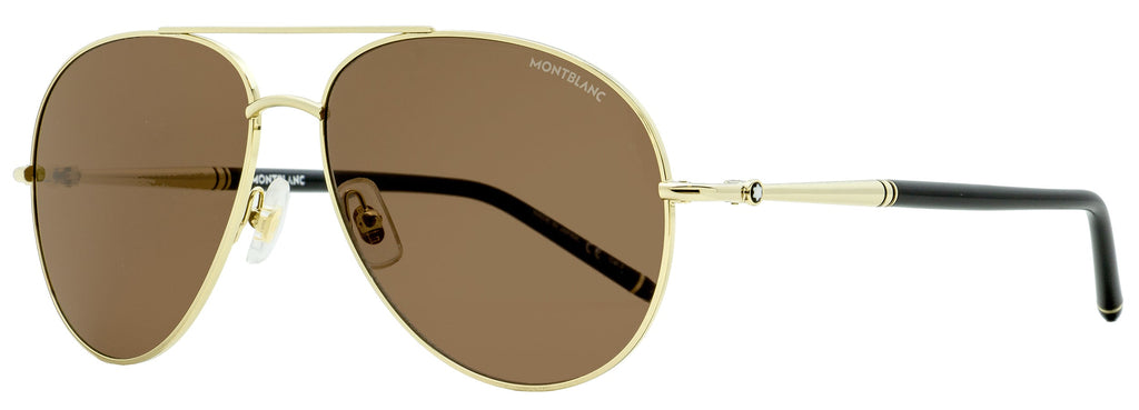 Montblanc Pilot Sunglasses MB0068S 001 Gold/Black 61mm 0068 Gold Black