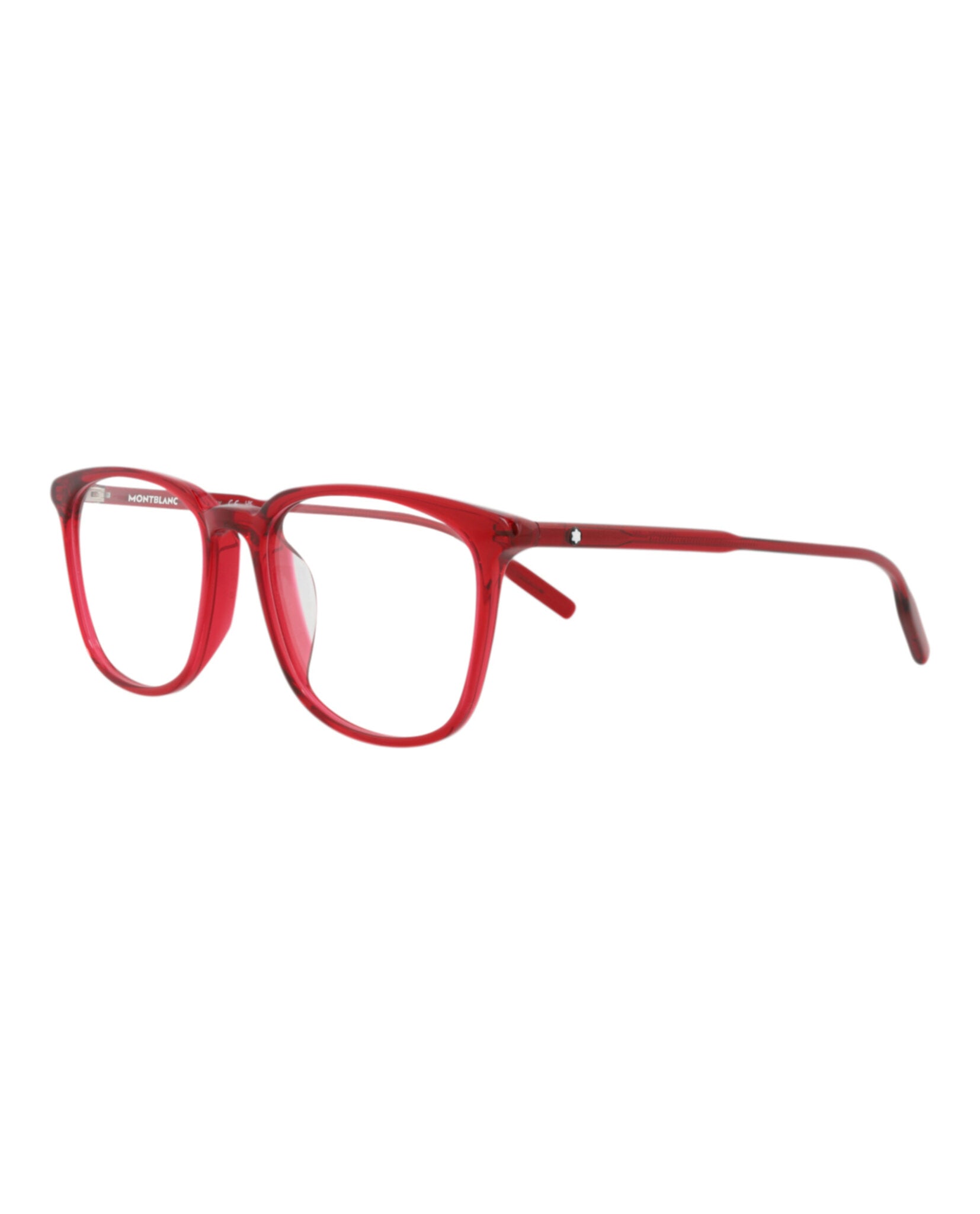 Montblanc Mens Square/Rectangle Burgundy Burgundy Transparent Fashion Designer Eyewear