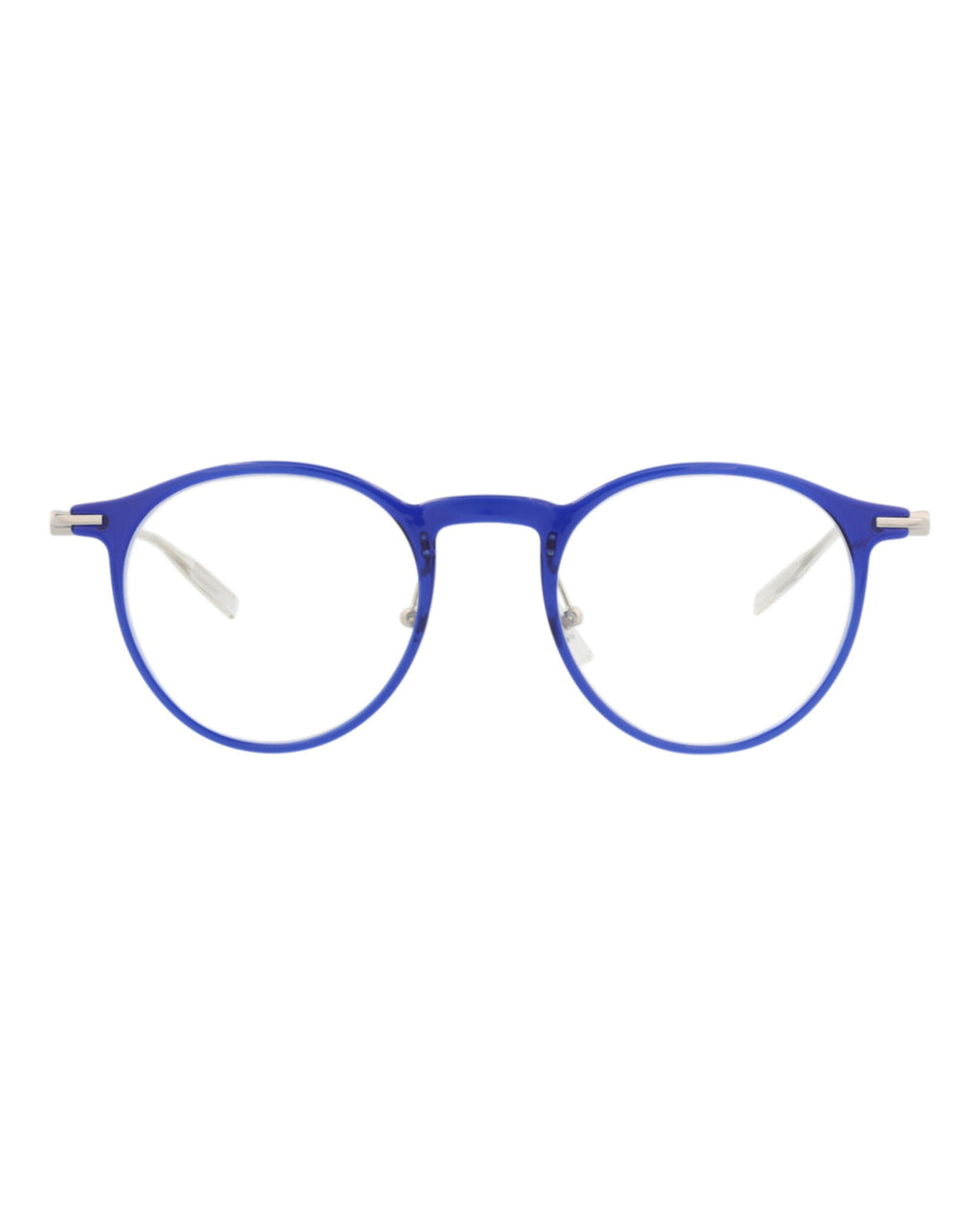 Montblanc Mens Round/Oval Blue Silver Transparent Fashion Designer Eyewear
