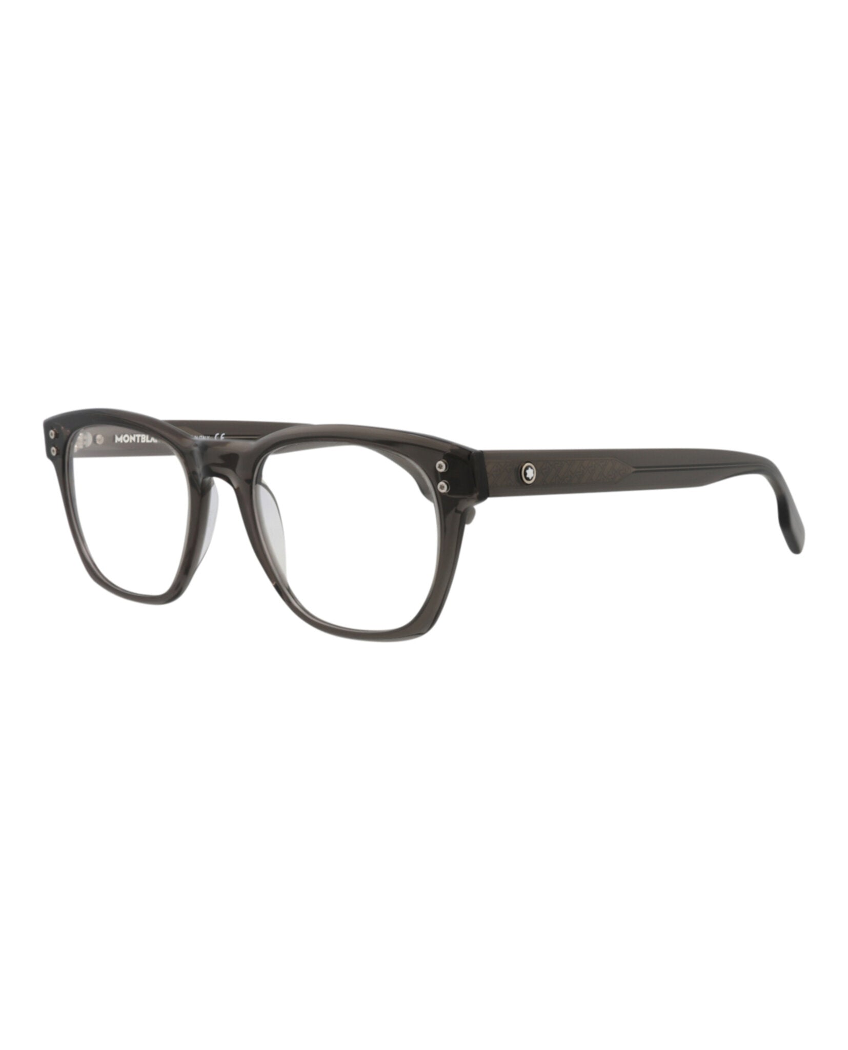 Montblanc Mens Square/Rectangle Grey Grey Transparent Fashion Designer Eyewear