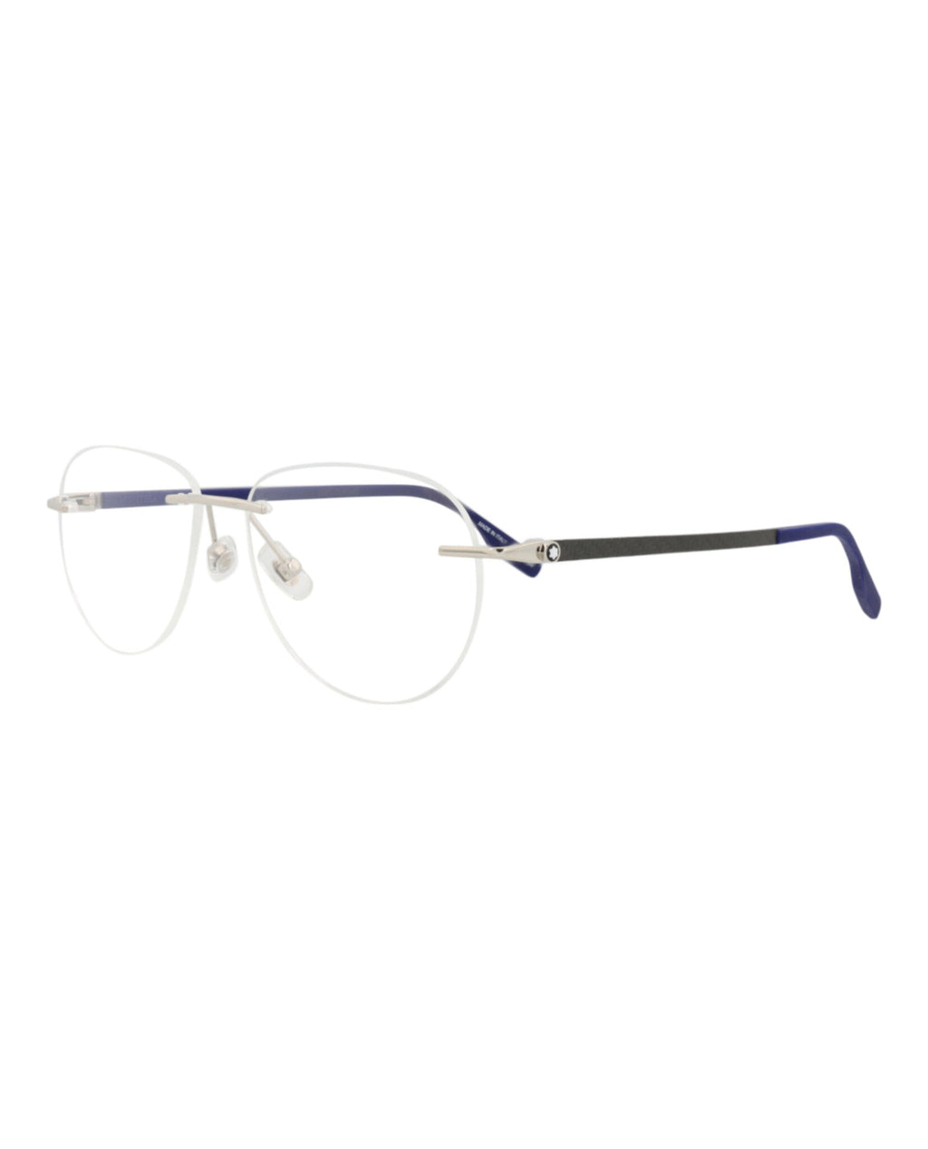 Montblanc Mens Round/Oval Silver Blue Transparent Fashion Designer Eyewear