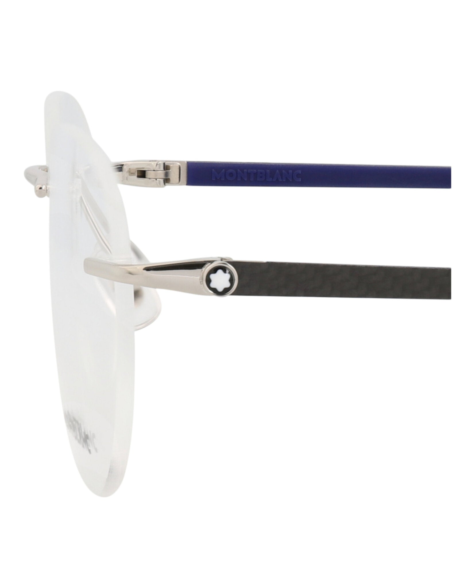 Montblanc Mens Round/Oval Silver Blue Transparent Fashion Designer Eyewear