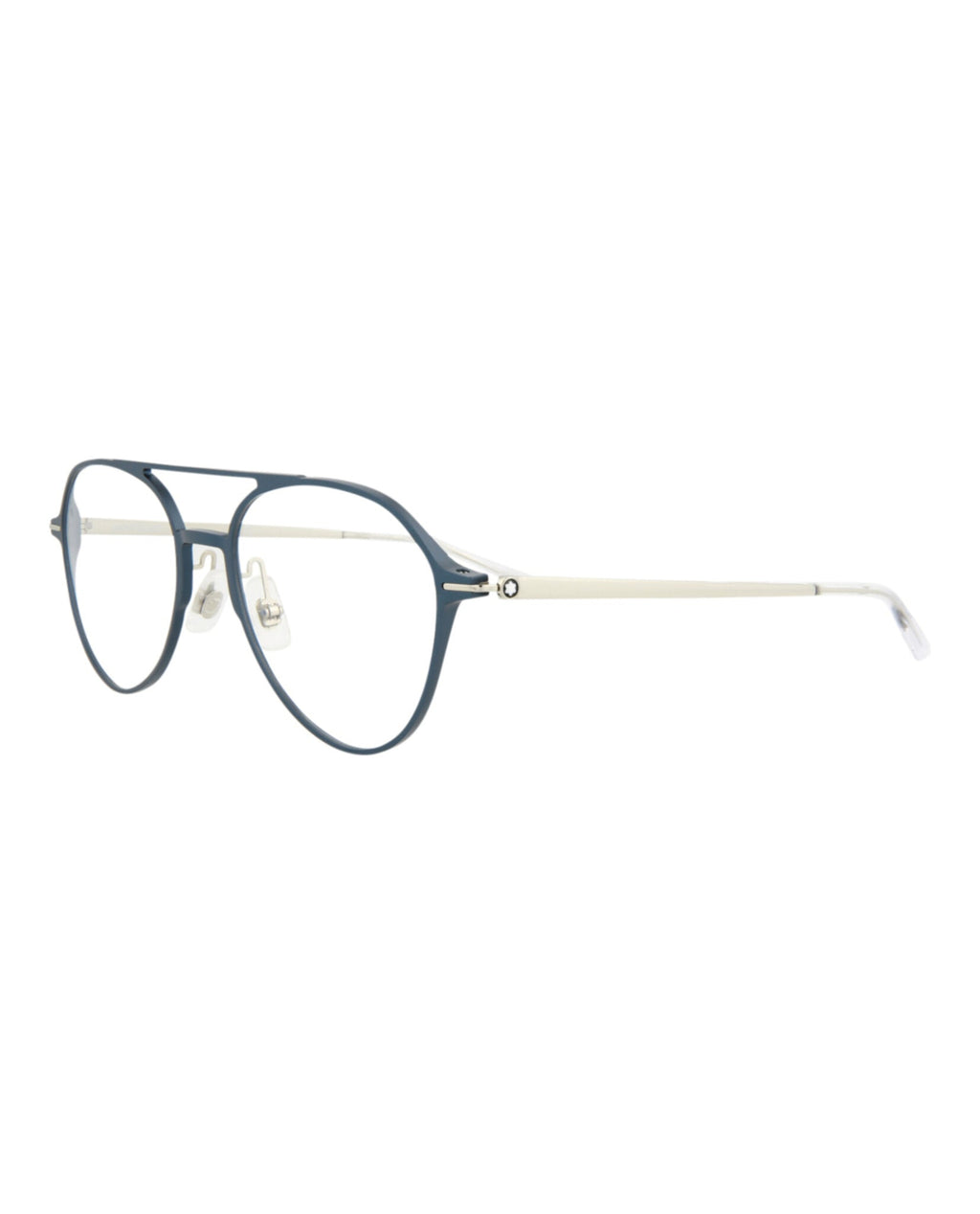 Montblanc Mens Aviator Blue Silver Transparent Fashion Designer Eyewear