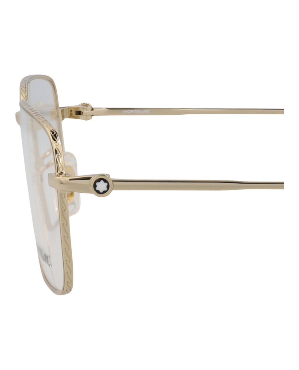 Montblanc Mens Square/Rectangle Gold Gold Transparent Fashion Designer Eyewear